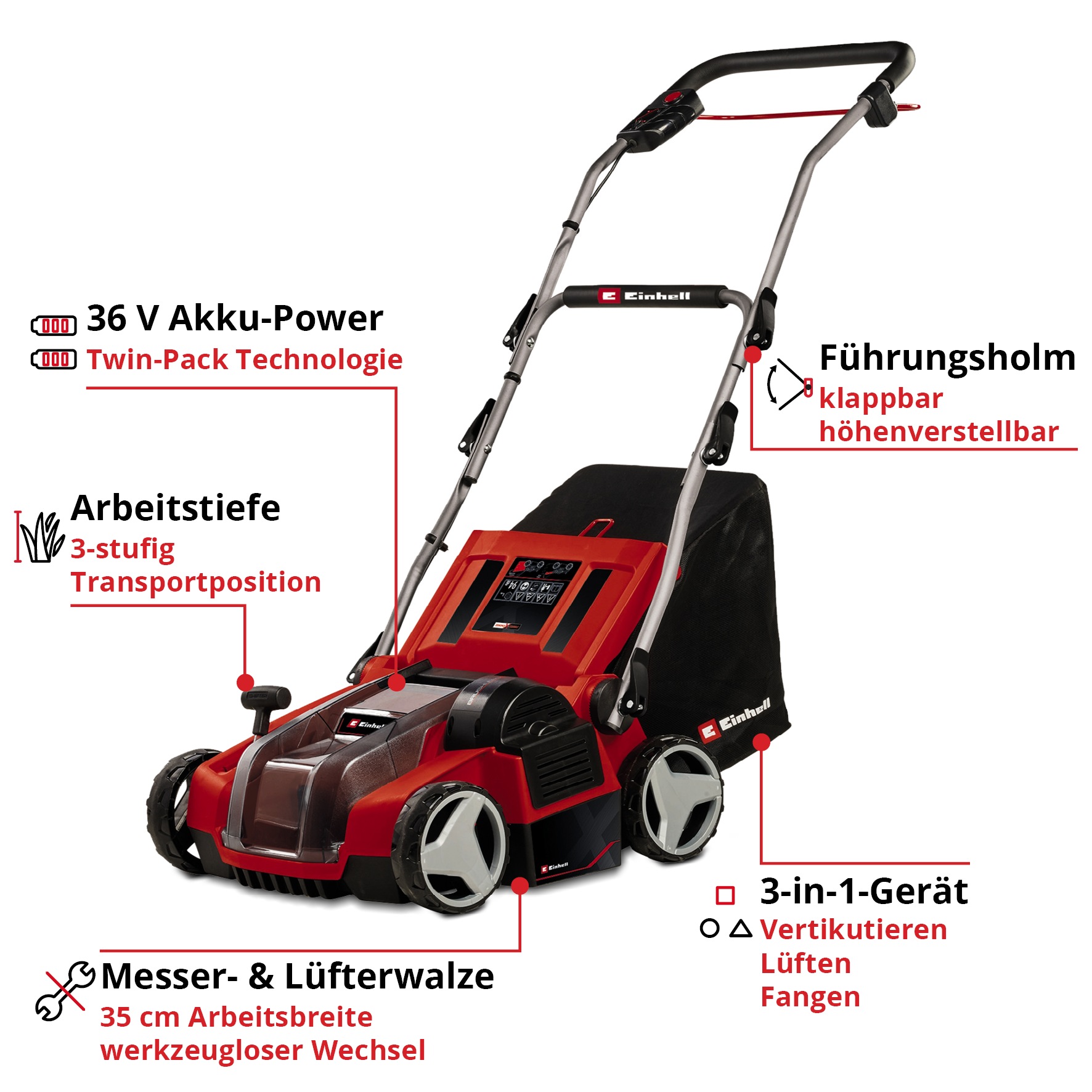 Einhell Akku-Vertikutierer / Lüfter »Einhell Akku-Vertikutierer-Lüfter GE-SA 36/35 Li-Solo«