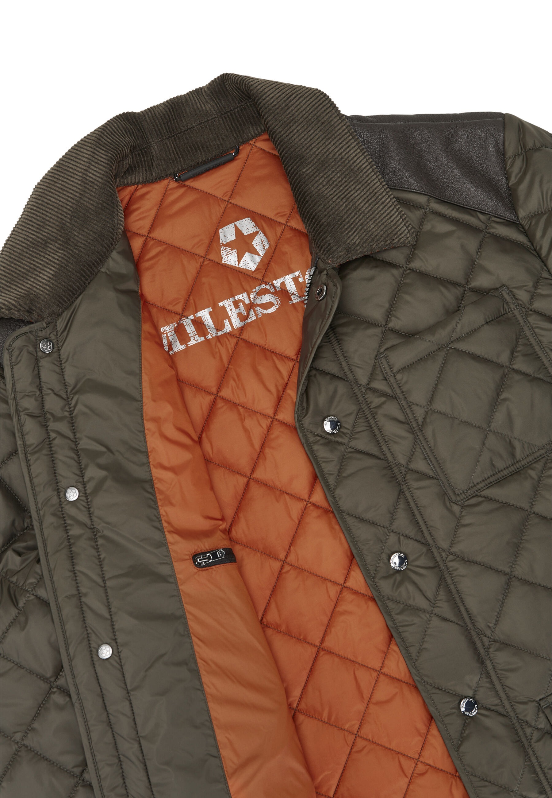 Milestone Steppjacke »MSSantos« ohne Kapuze Ledereinsätze an Schultern und Ellbogen