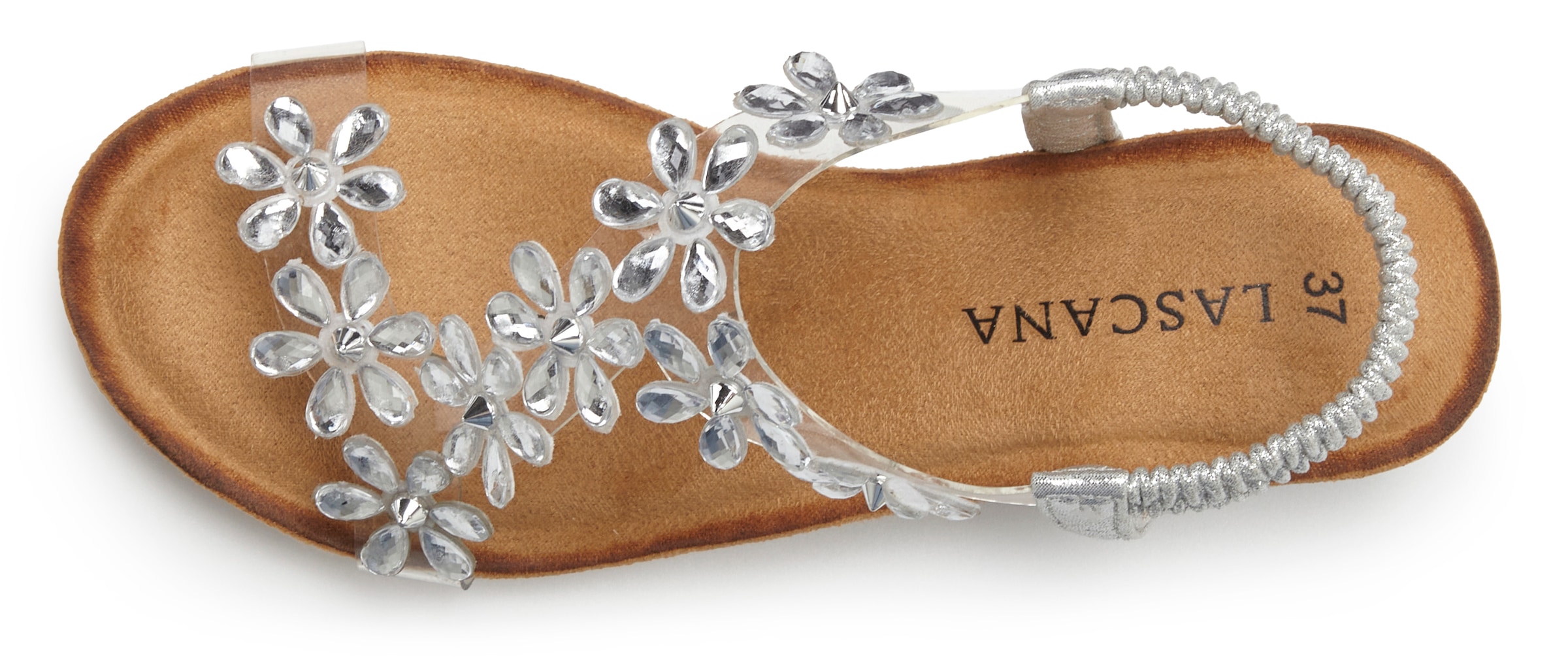 LASCANA Sandalette »Sandale, Sommerschuh, offener Schuh, Keilsandalette,«  mit elastischen Riemchen und Keilabsatz VEGAN