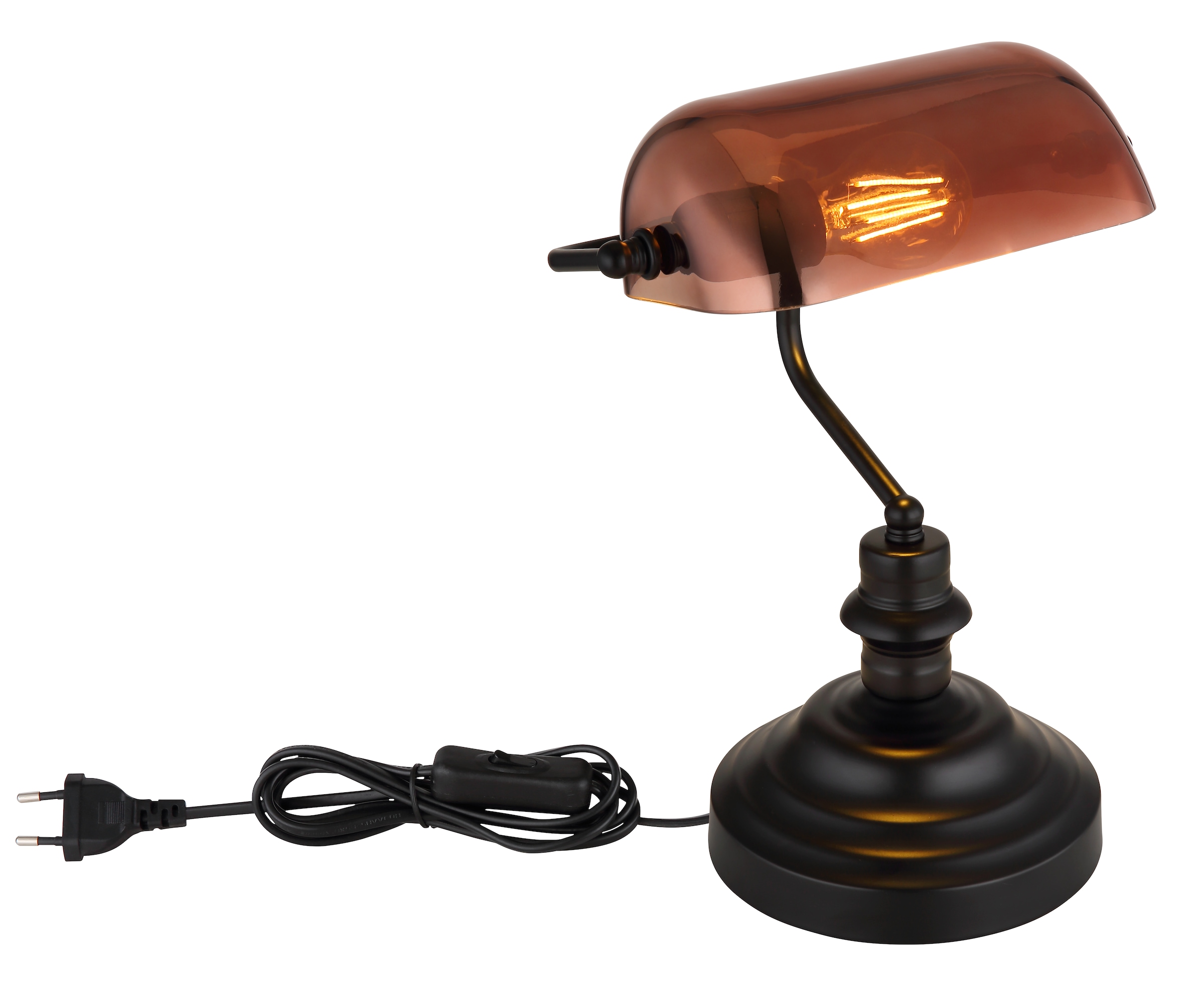 GLOBO LIGHTING Schreibtischlampe »ANTIQUE« E27 1 Stk. Klassische Schreibtischleuchte, Antik-look Tischleuchte, Bankerlamp