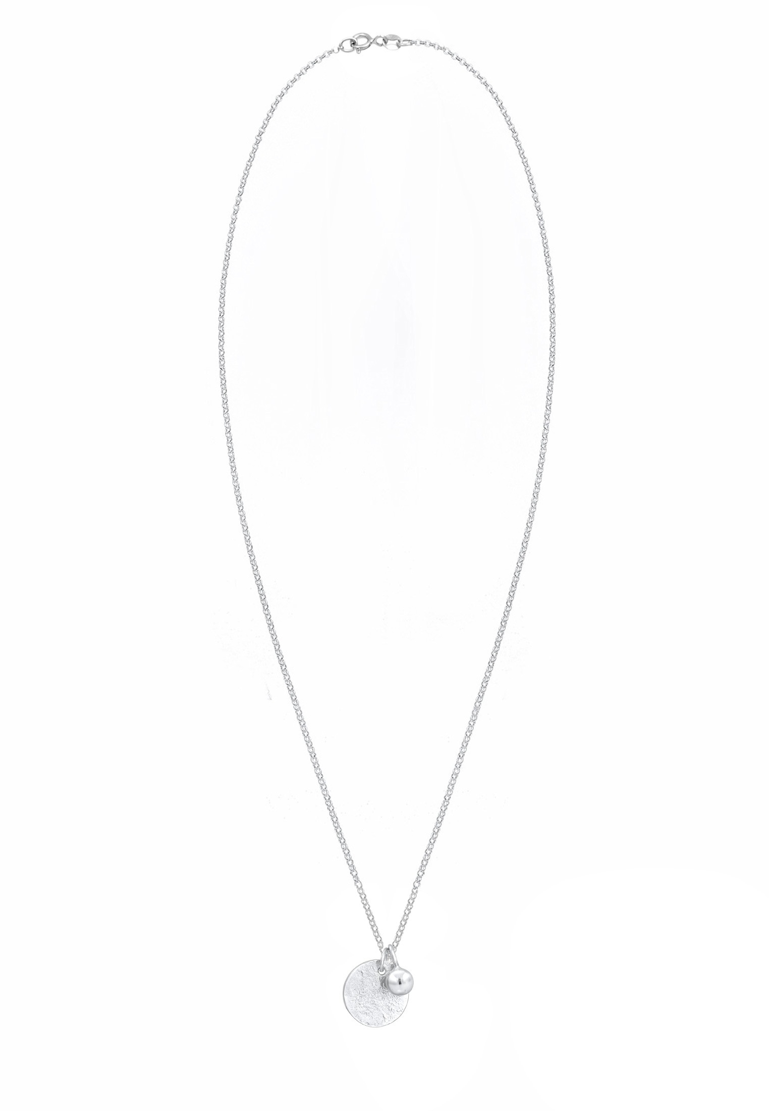 Elli Kette mit Anhänger »Halskette Plättchen Münze Organic Look Geo Kugel 925 Silber«