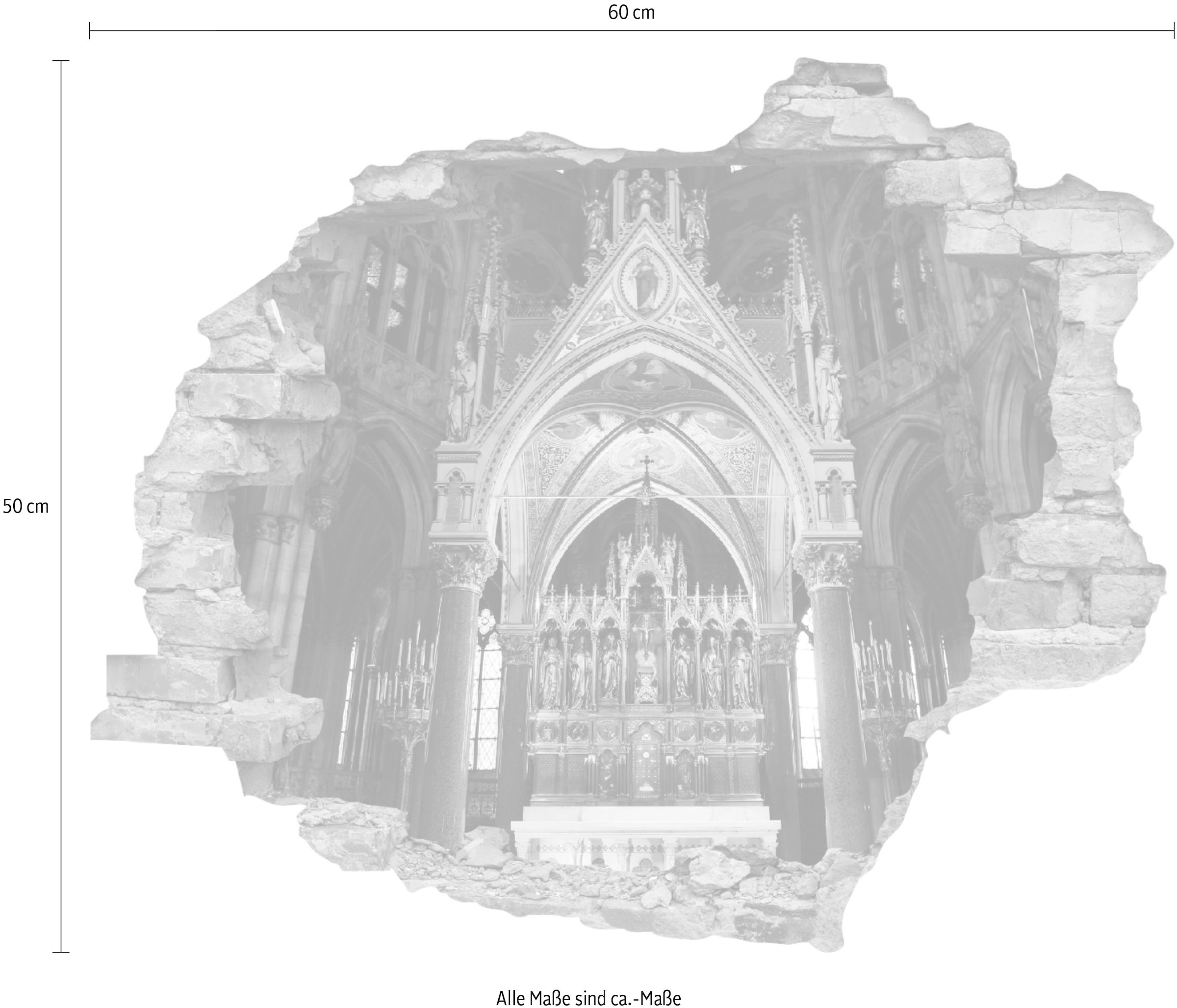 queence Wandtattoo »Altar«, (1 St.), Wandsticker, Wandbild, selbstklebend, 3D, Wanddurchbruch