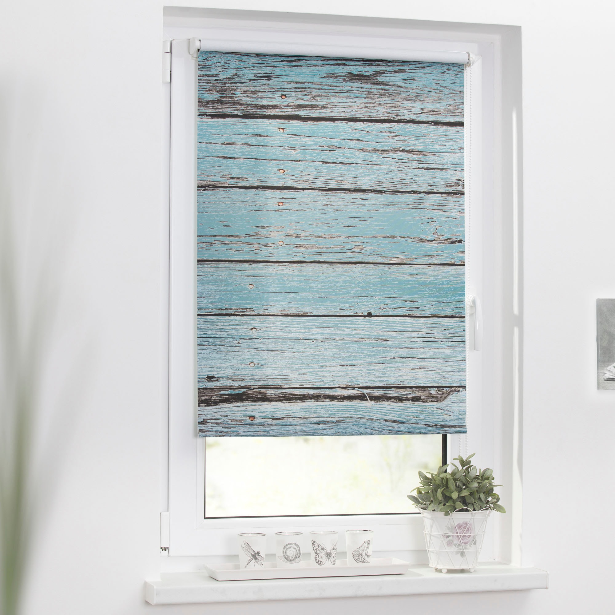 LICHTBLICK ORIGINAL Seitenzugrollo »Rollo Klemmfix, ohne Bohren, Verdunkelung, Bretter-Vintage« verdunkelnd Verdunkelung | energiesparend freihängend