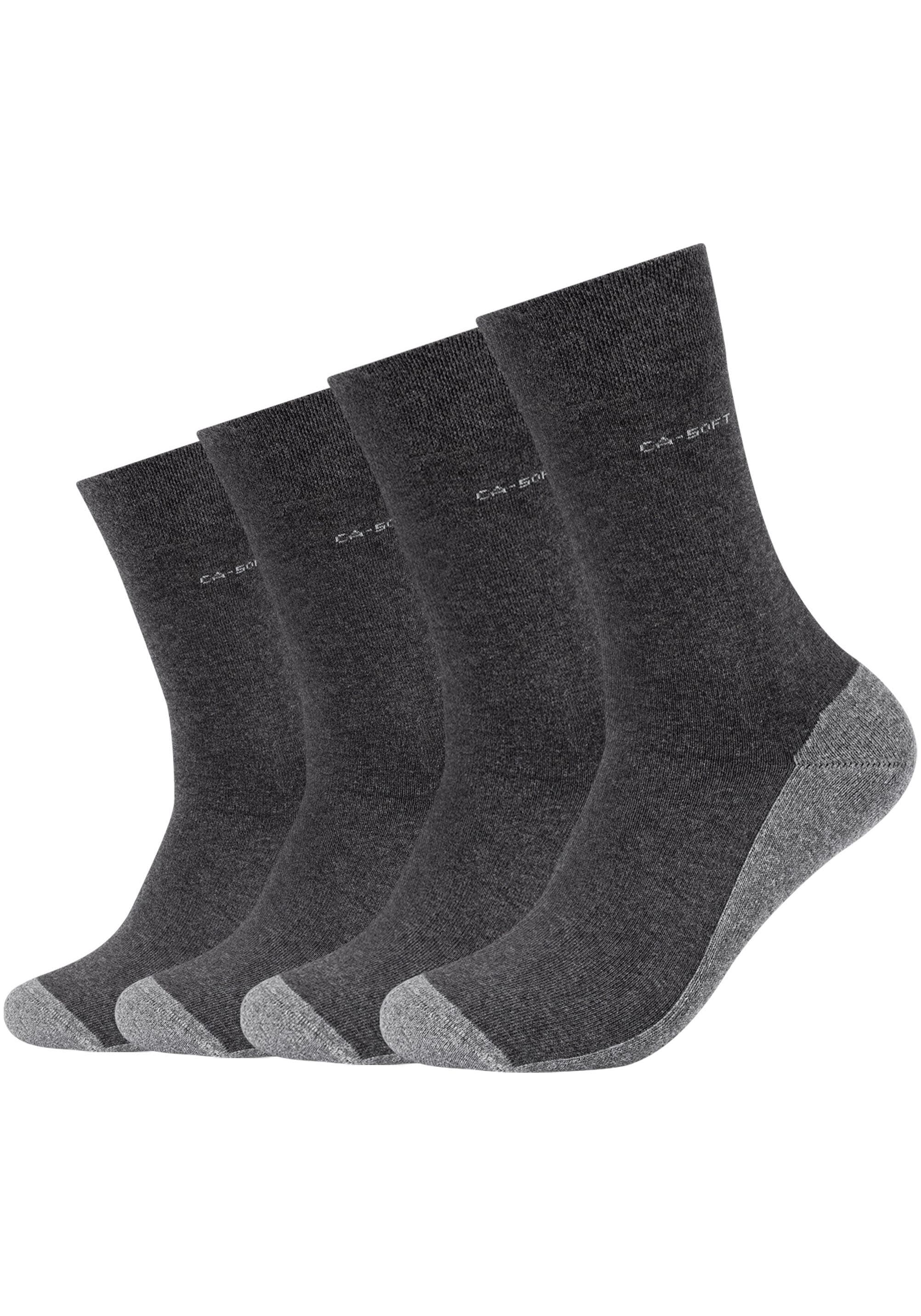 Camano Langsocken »ca-soft« 4 Paar tlg. mit dezentem Logodruck in grau, Größe 41-46