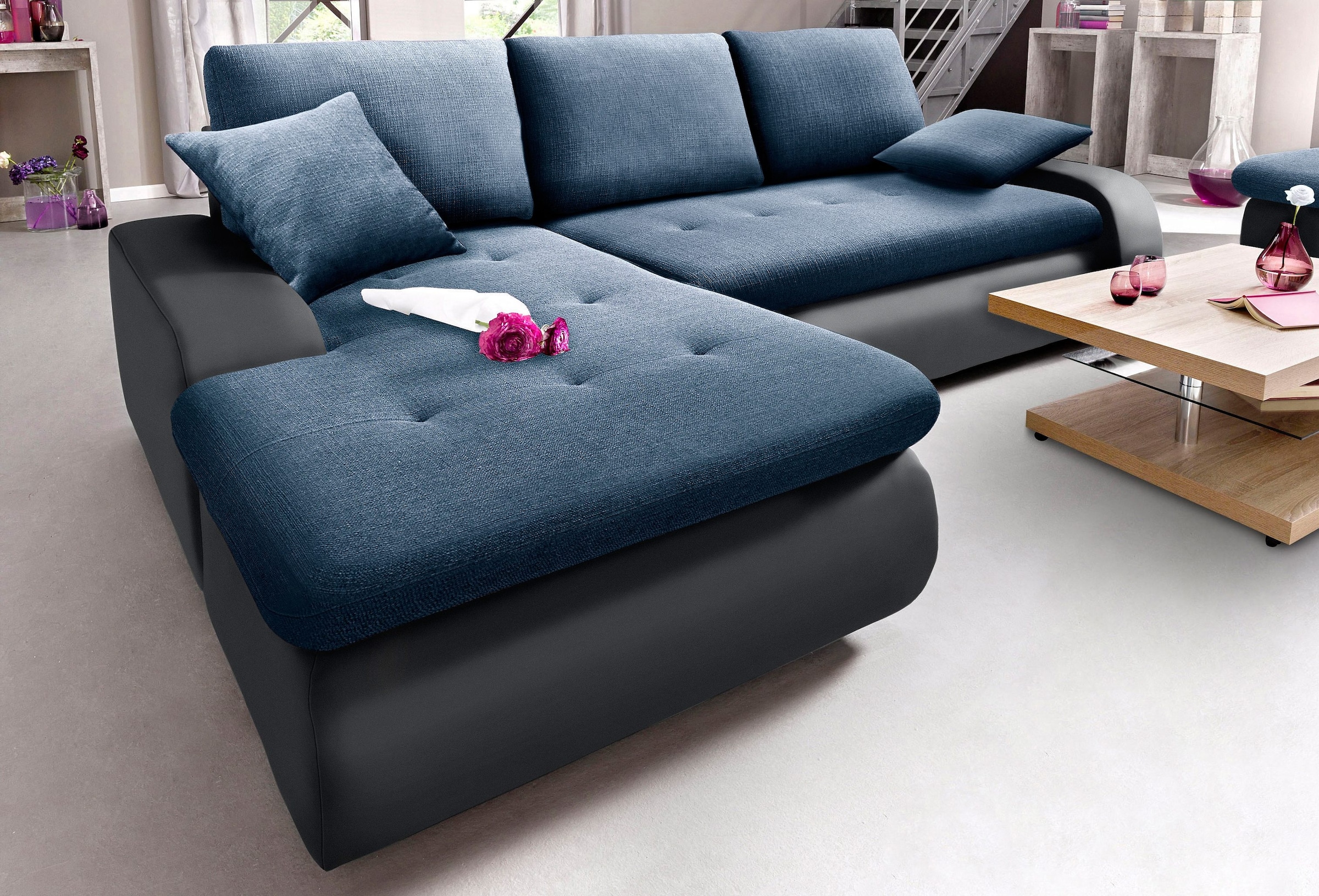 TRENDMANUFAKTUR Ecksofa »Indie, modern und bequem, Materialmix, OTTOs Choice, L-Form«, wahlweise XL oder XXL