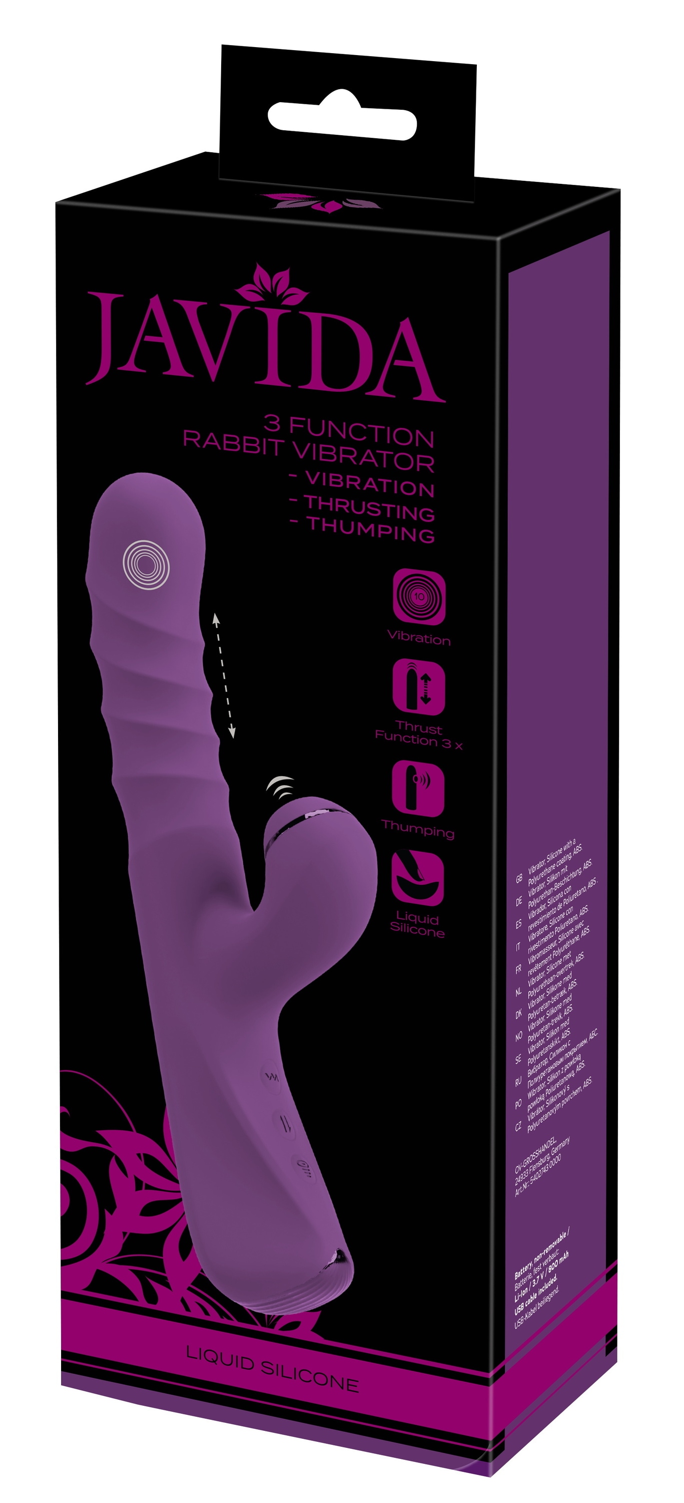 Javida Vibrator »Rabbitvibrator 3 Function Rabbit Vibrator«