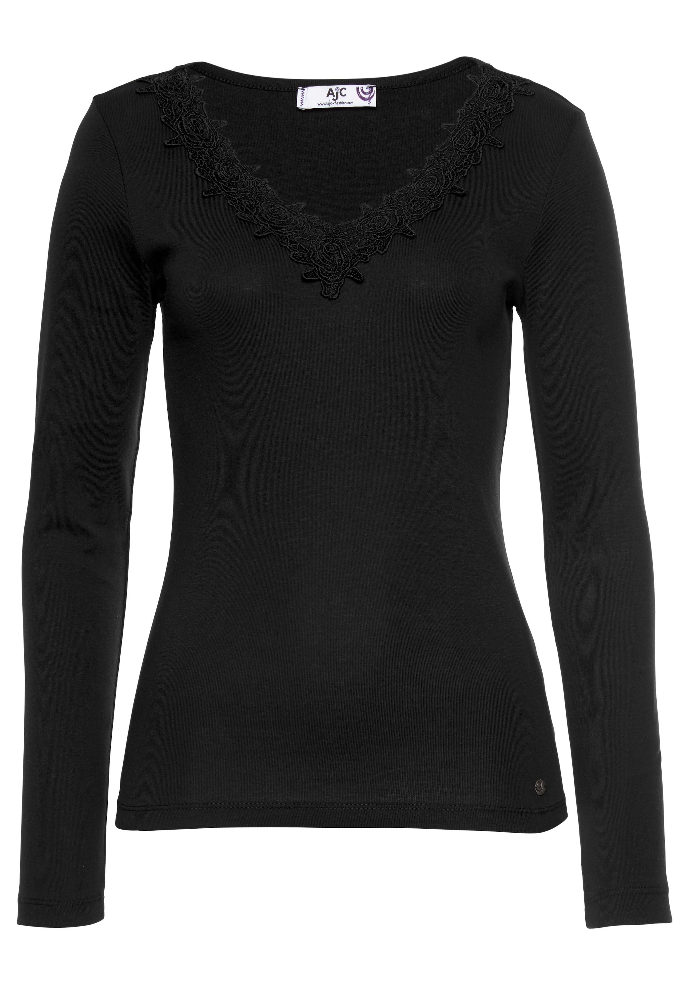 AJC Langarmshirt, Langarm, figurbetont, mit zauberhafter Spitze