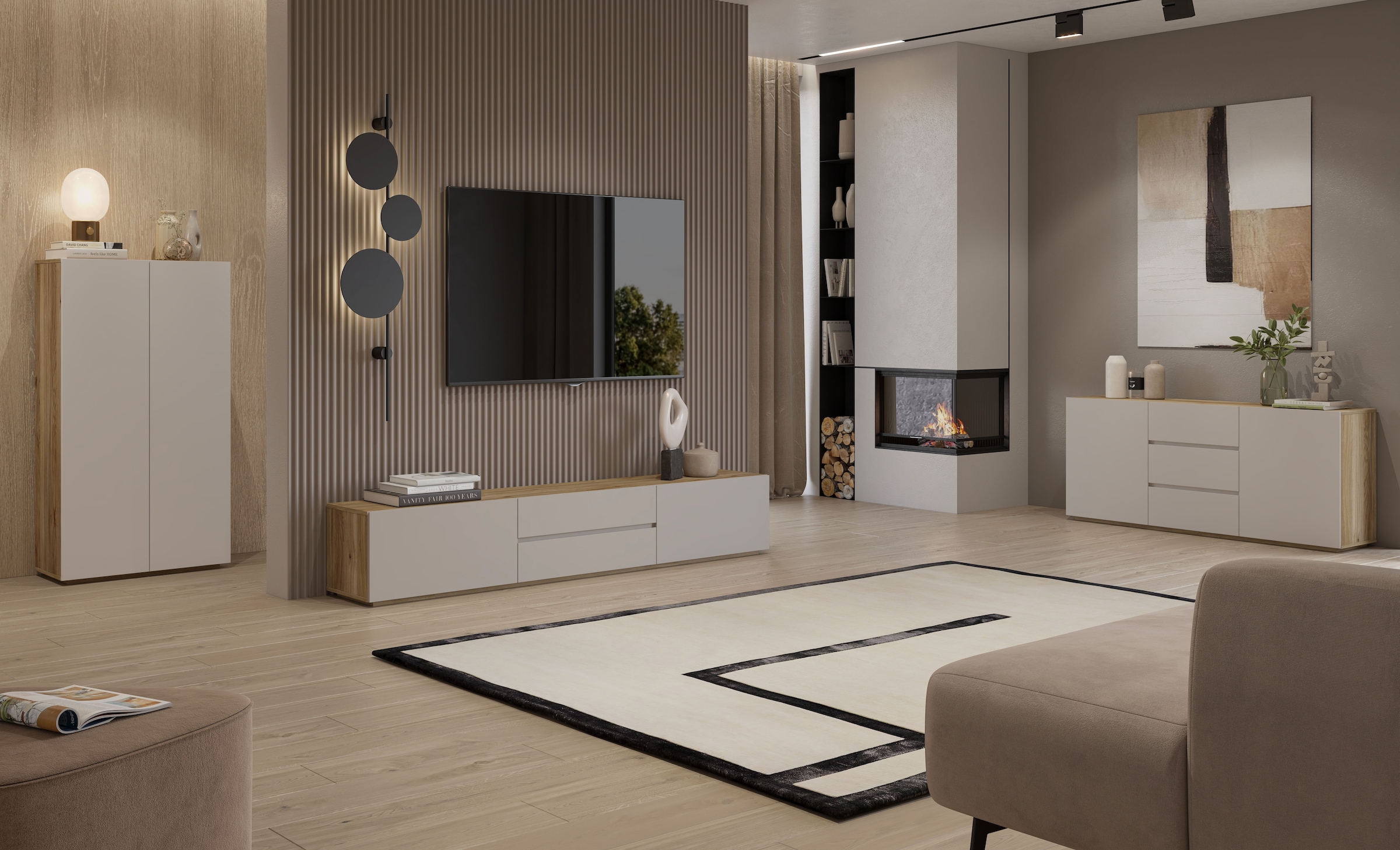 INOSIGN Lowboard »Criss, Breite 200 cm, moderne grifflose TV-Kommode«, TV-Kommode, TV-Schrank, hängend und stehend montierbar