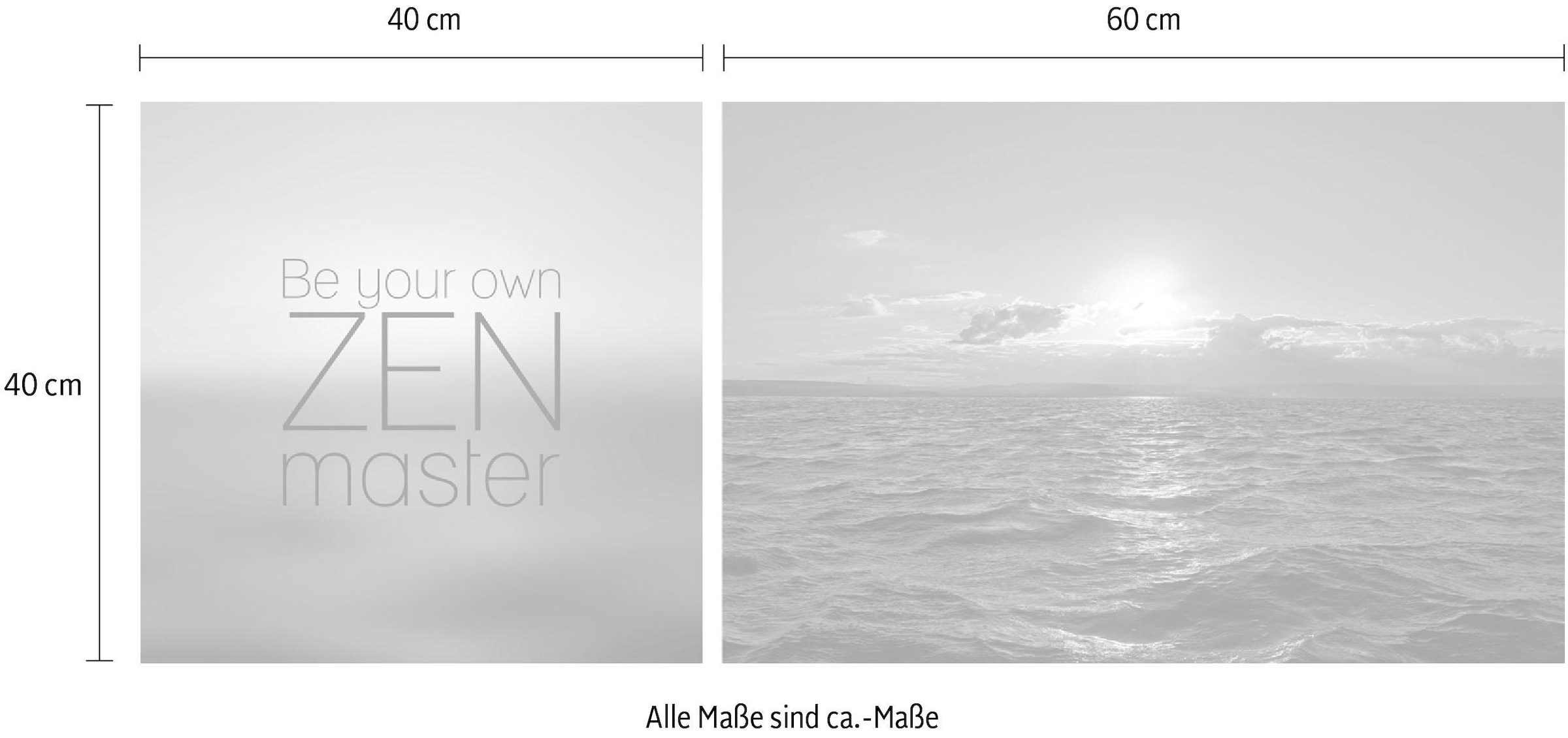 queence Leinwandbild »Zenmaster«, (Set), Premium-Leinwandstoff, Handarbeit aus Deutschland, Spruch, 2er Set