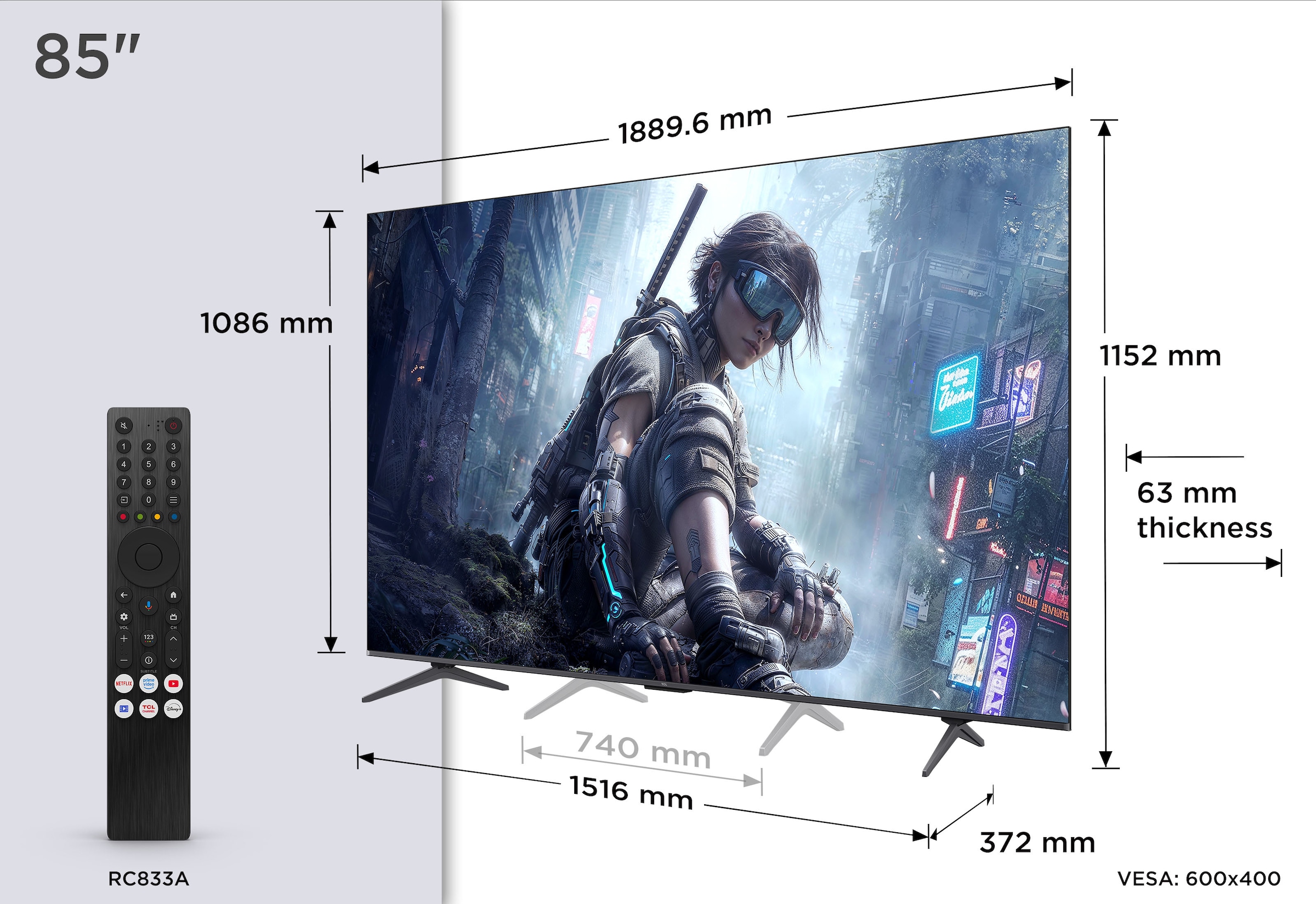 TCL LED-Fernseher »85T8D« 215 cm/85 ″ Smart-TV