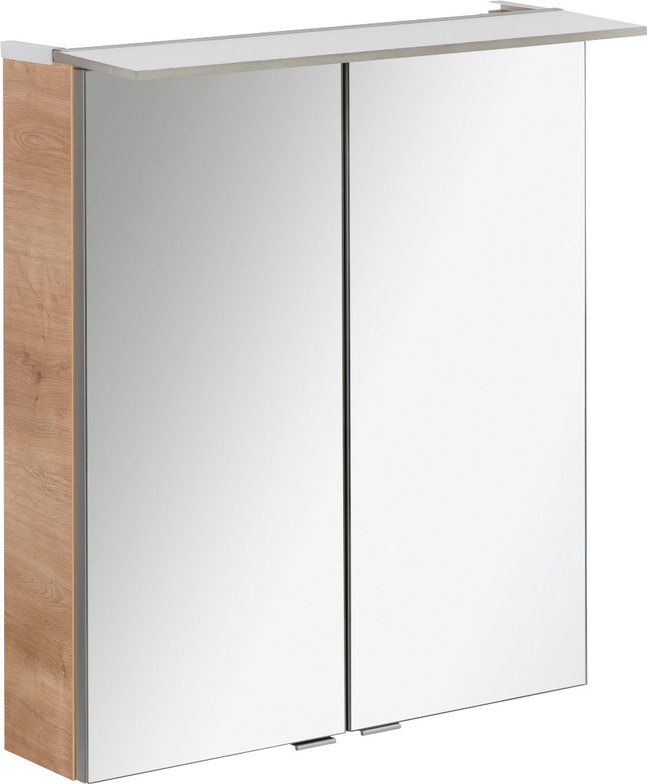 FACKELMANN Spiegelschrank »PE 60 - Ast-Eiche«, Badmöbel Breite 60 cm, 2 Türen doppelseitig verspiegelt