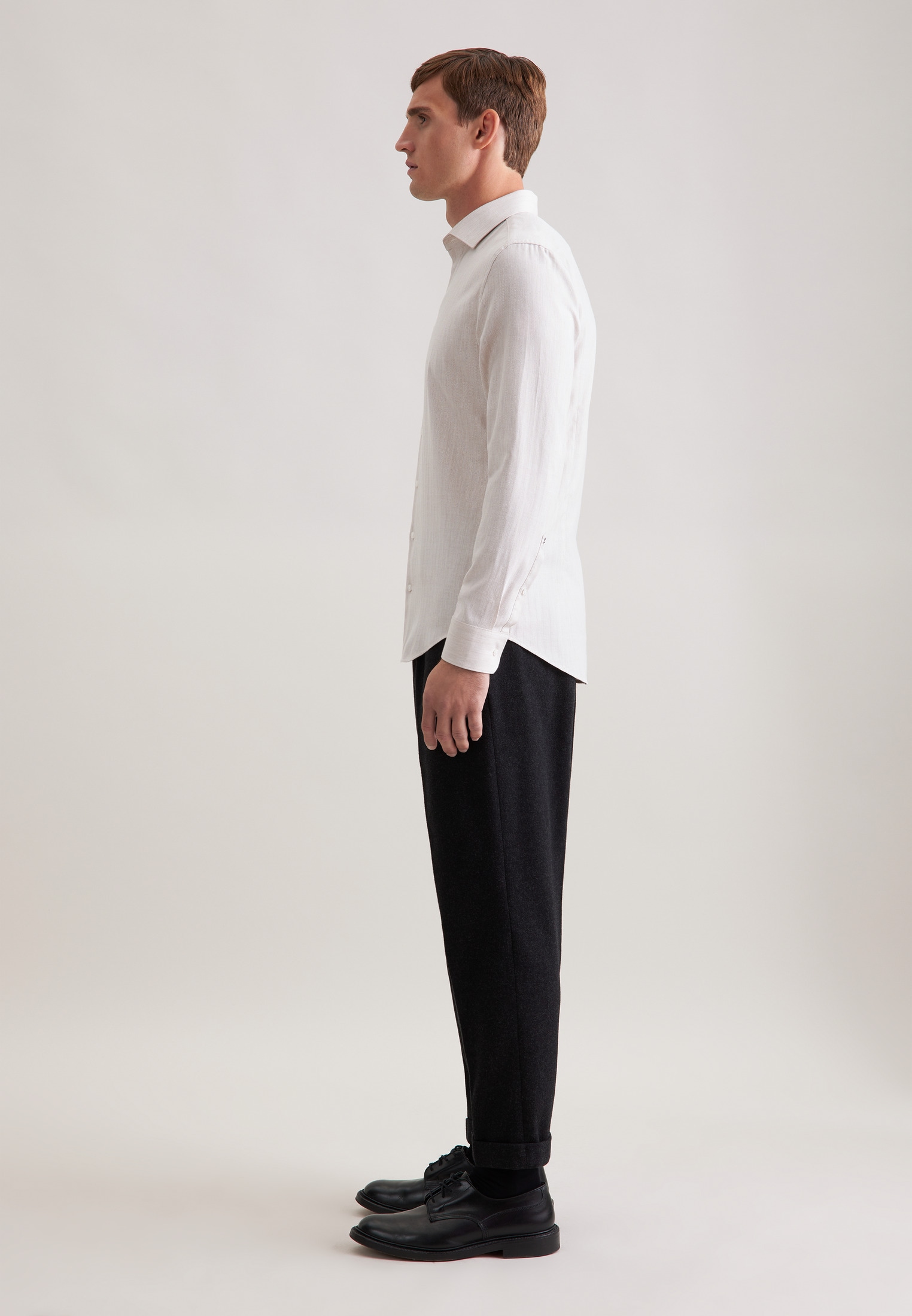 seidensticker Flanellhemd »Schwarze Rose« Shaped 1/1 Kentkragen Fischgrat