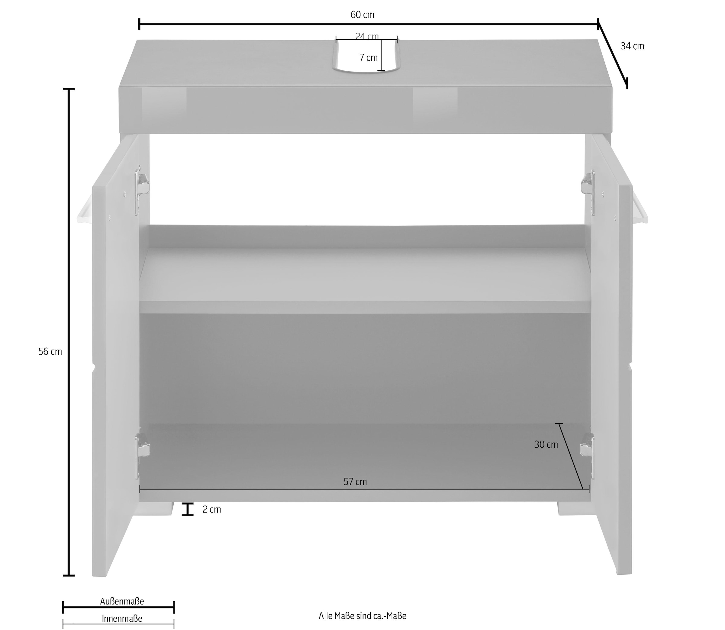 INOSIGN Waschbeckenunterschrank »Avena«, Höhe mit Türen Aussparung 56 und Badezimmerschrank 2 cm, online OTTO bei