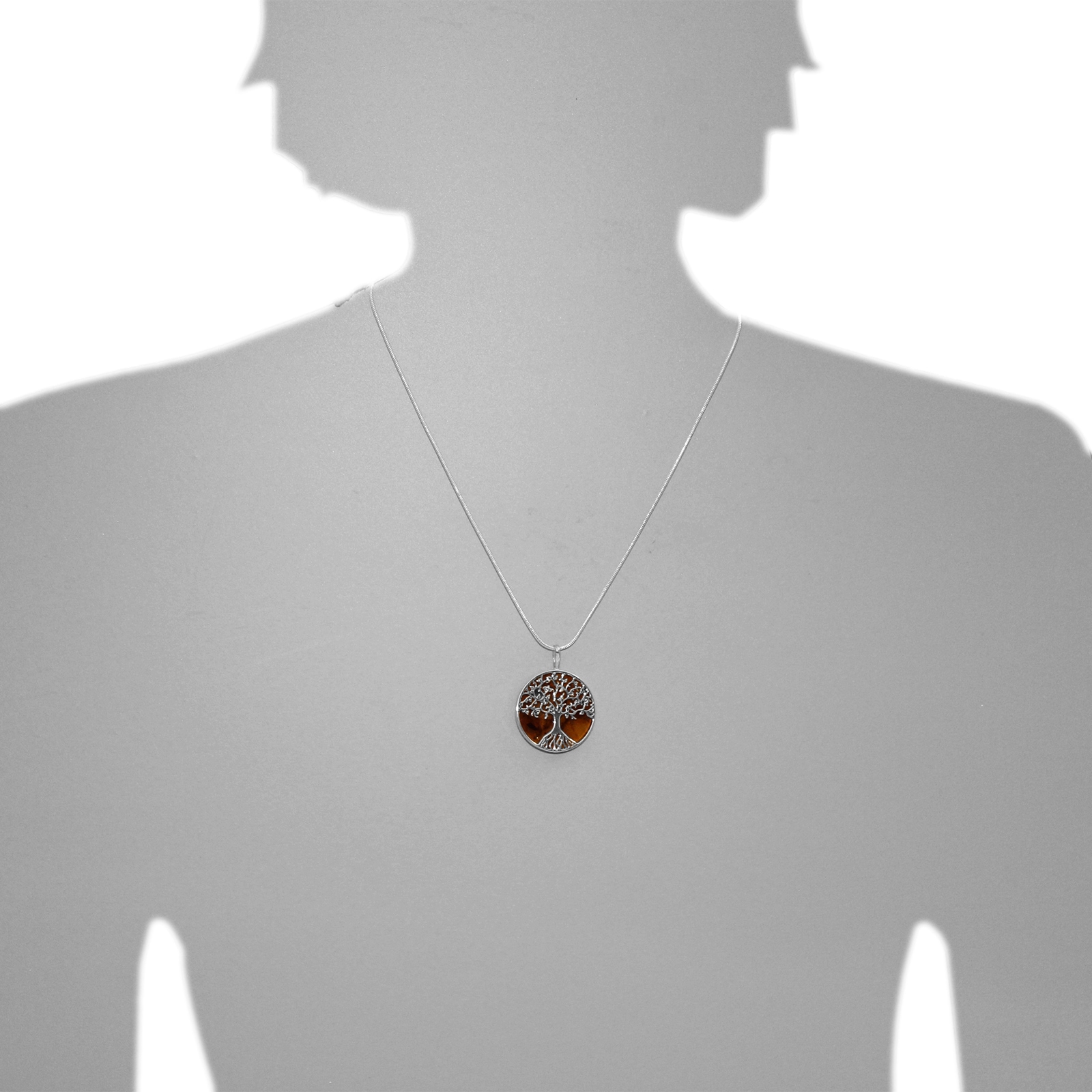 OSTSEE-SCHMUCK Kette mit Anhänger »- Lebensbaum 28 mm - Silber 925/000 - Bernstein«