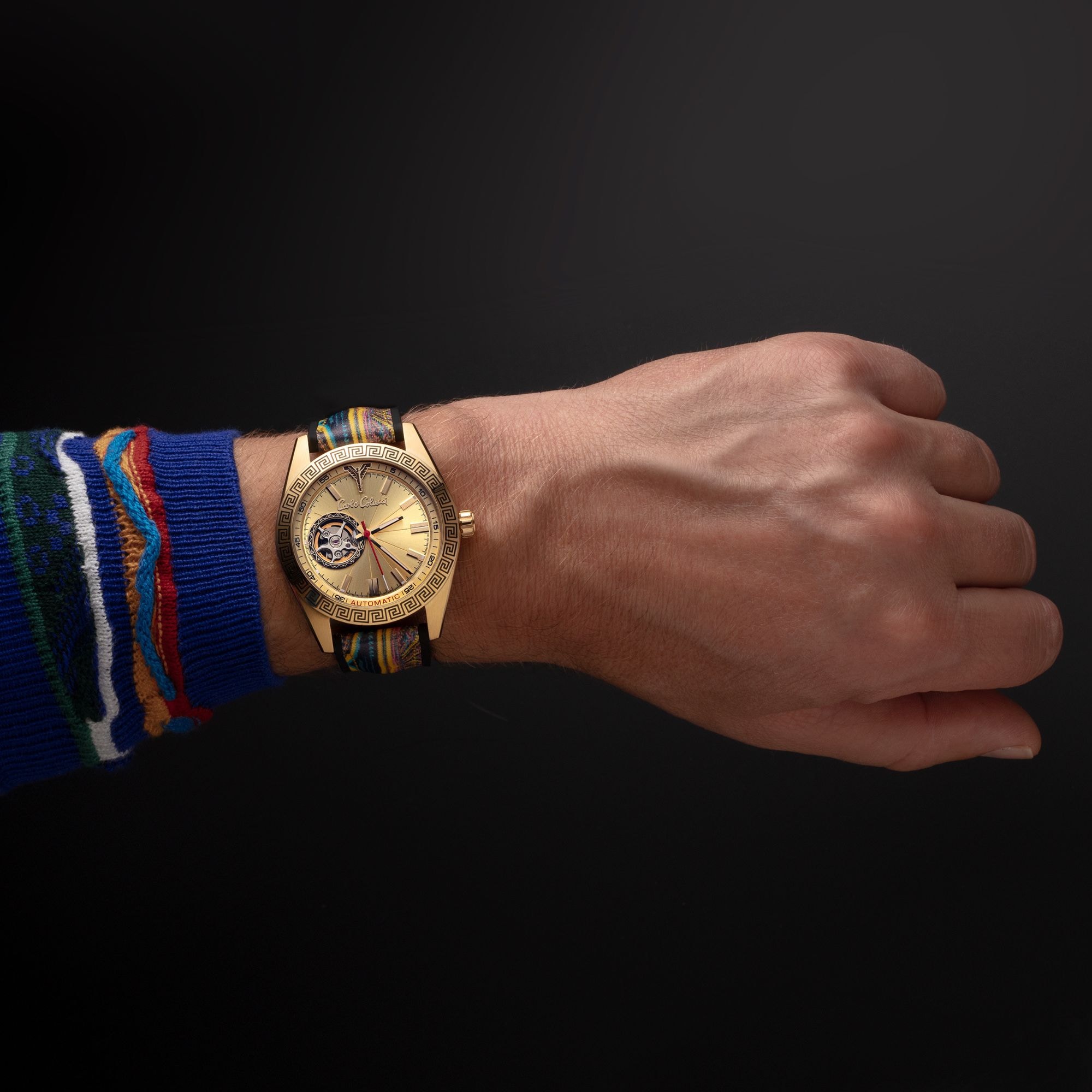 CARLO COLUCCI Automatikuhr Armbanduhr, Herrenuhr, Mechanische Uhr, Silikonarmband, analog