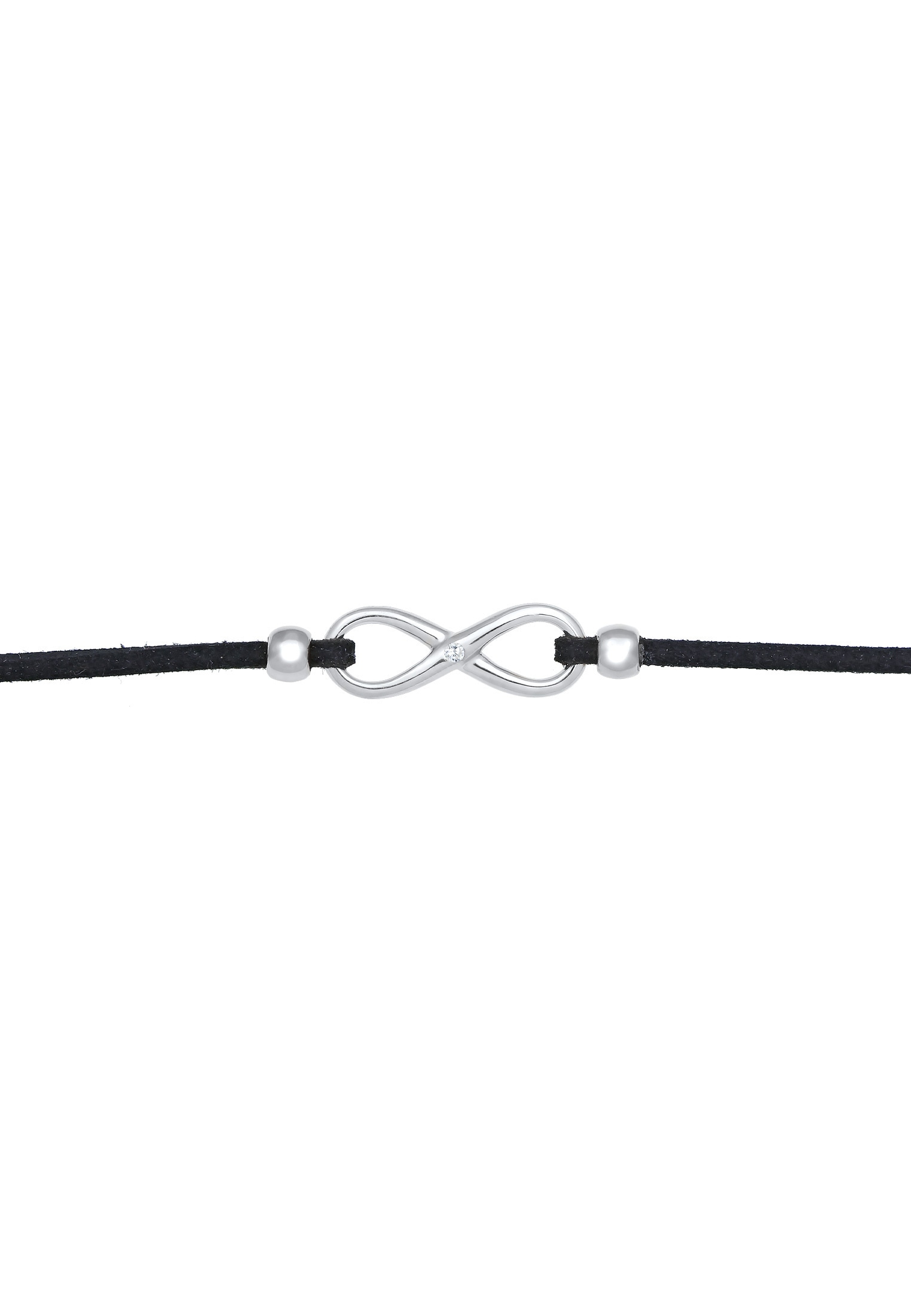 Elli Silberkette »Halskette Infinity Zirkonia Leder synthetisches 925 Silber«