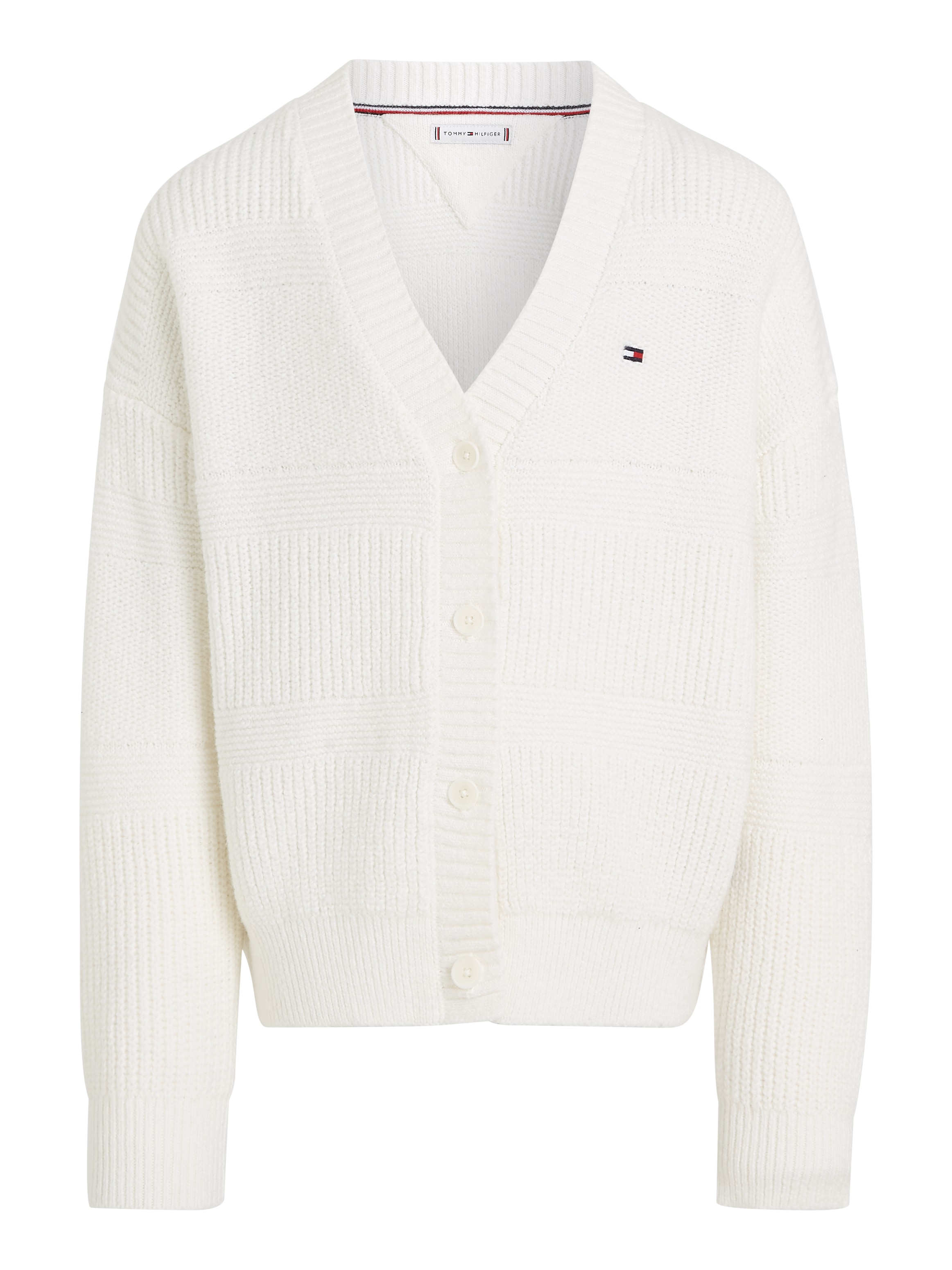 Tommy Hilfiger Strickjacke »MIX TEXTURED CARDIGAN«, Kinder bis 16 Jahre mit Logostickerei