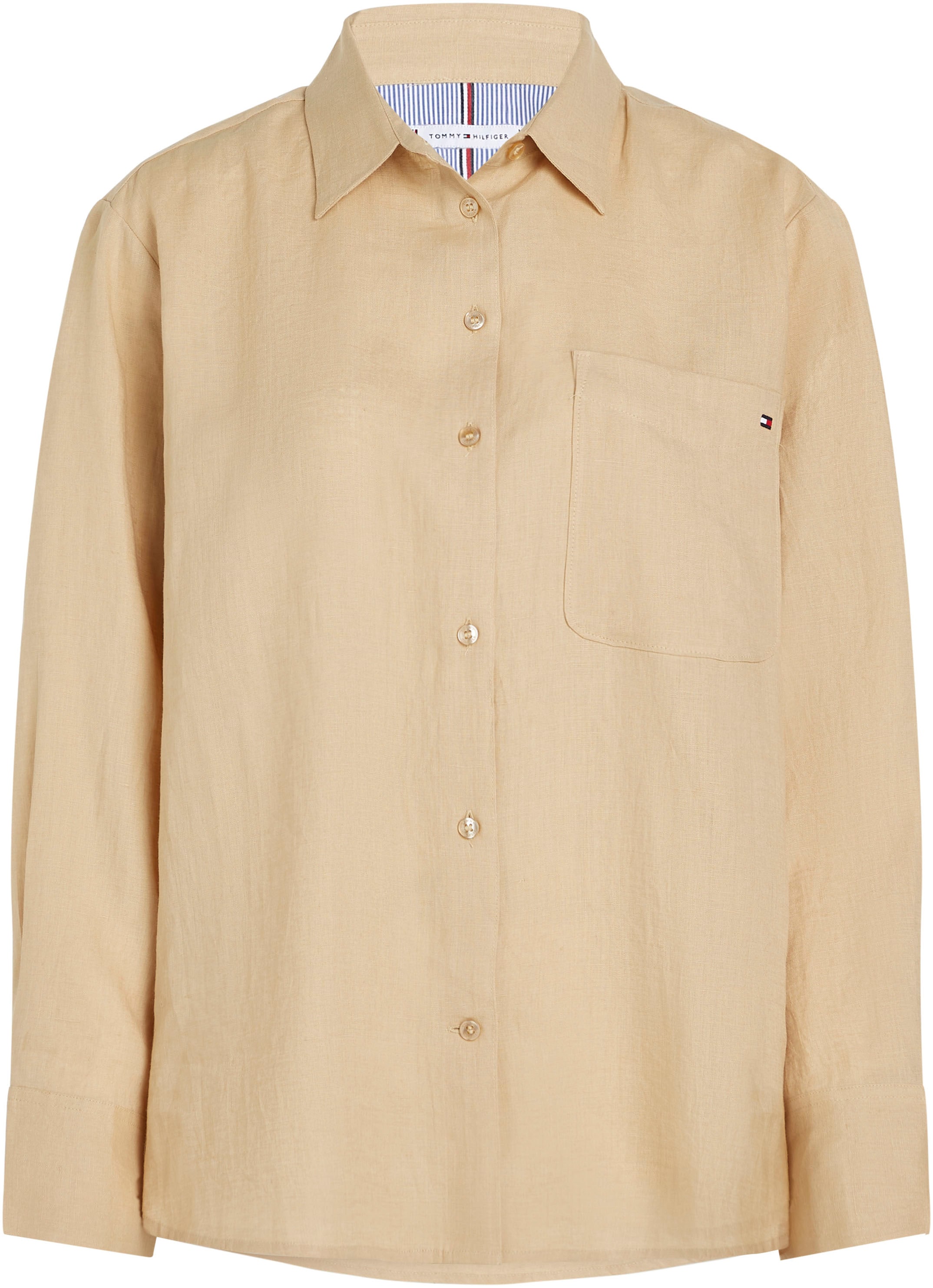 Tommy Hilfiger Hemdbluse »LINEN EASY FIT LS SHIRT«, mit Brusttasche