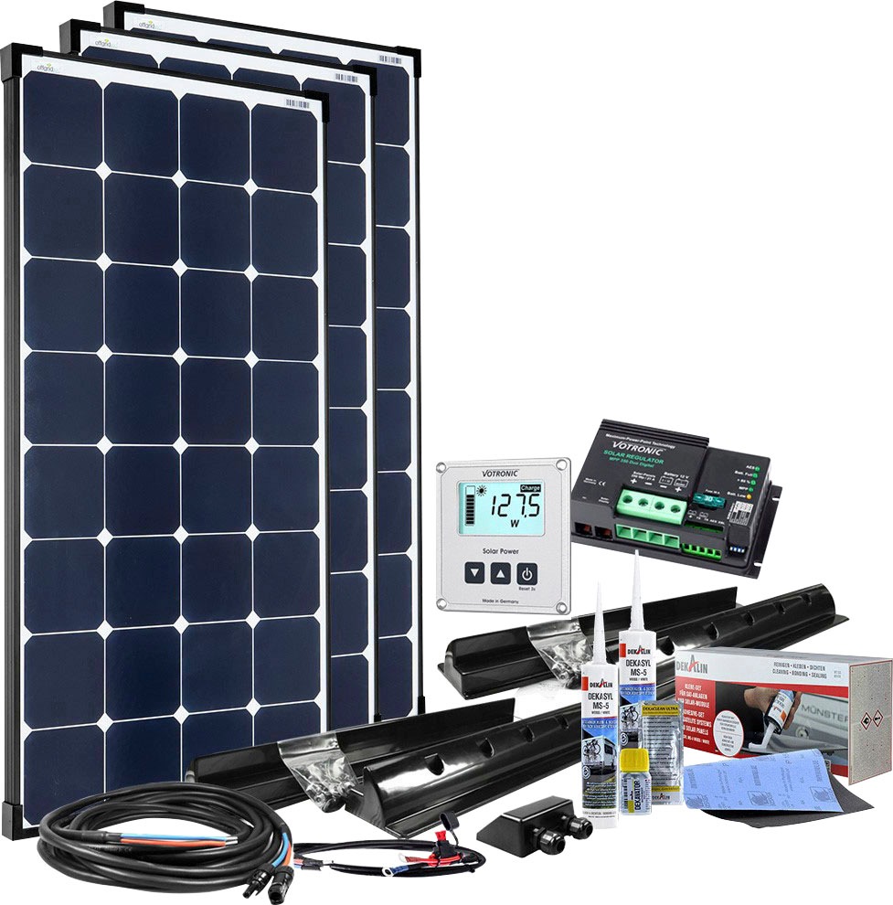 Solaranlage»360W12VMPPTPremiumXXL-WohnmobilKomplettsetEBL-Option«High-EndSolarmodul in schwarz
