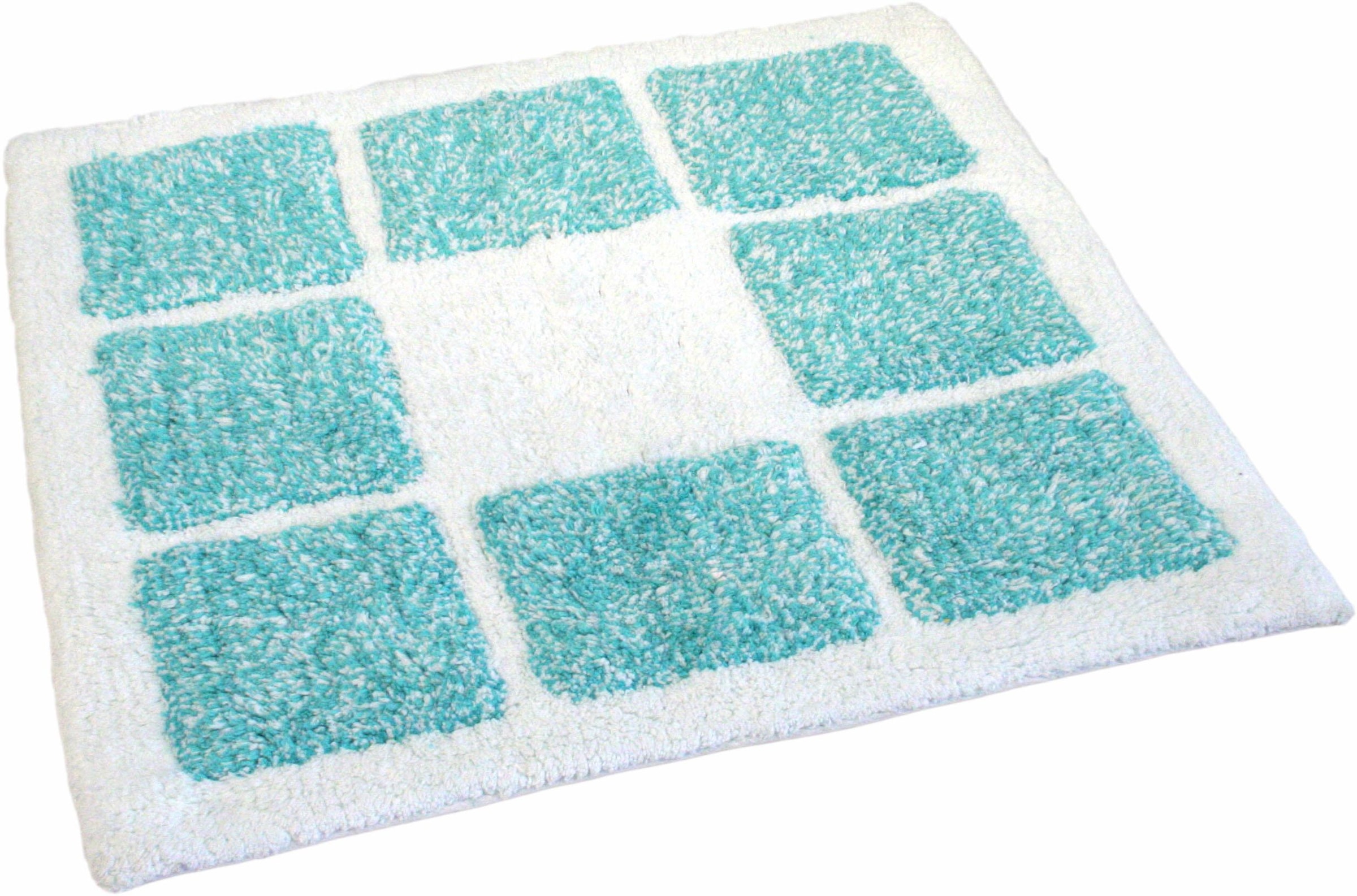 MESANA Badematte »Karo Melange« Höhe 15 mm rutschhemmend beschichtet fußbodenheizungsgeeignet modernes Design, mit Bordüre, rechteckig & quadratisch erhältlich