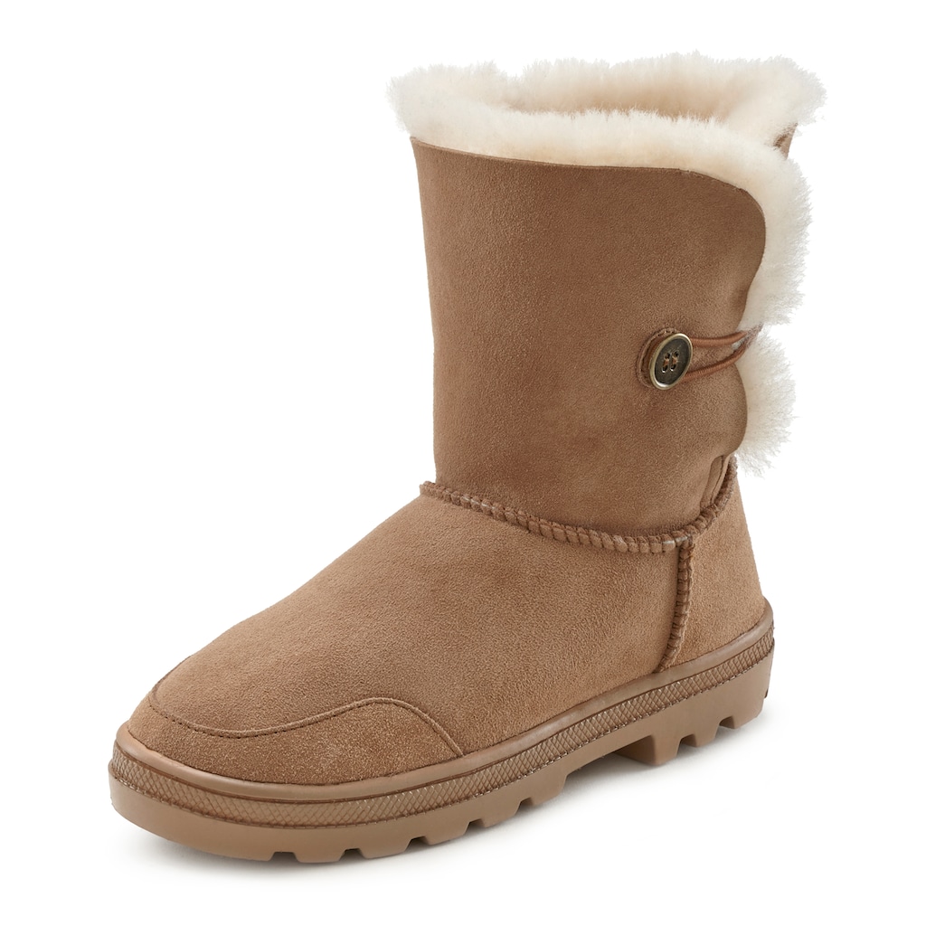 LASCANA Winterstiefel, aus kuscheligem Lammfell, robuste Sohle, Winterstiefelette, Snowboots