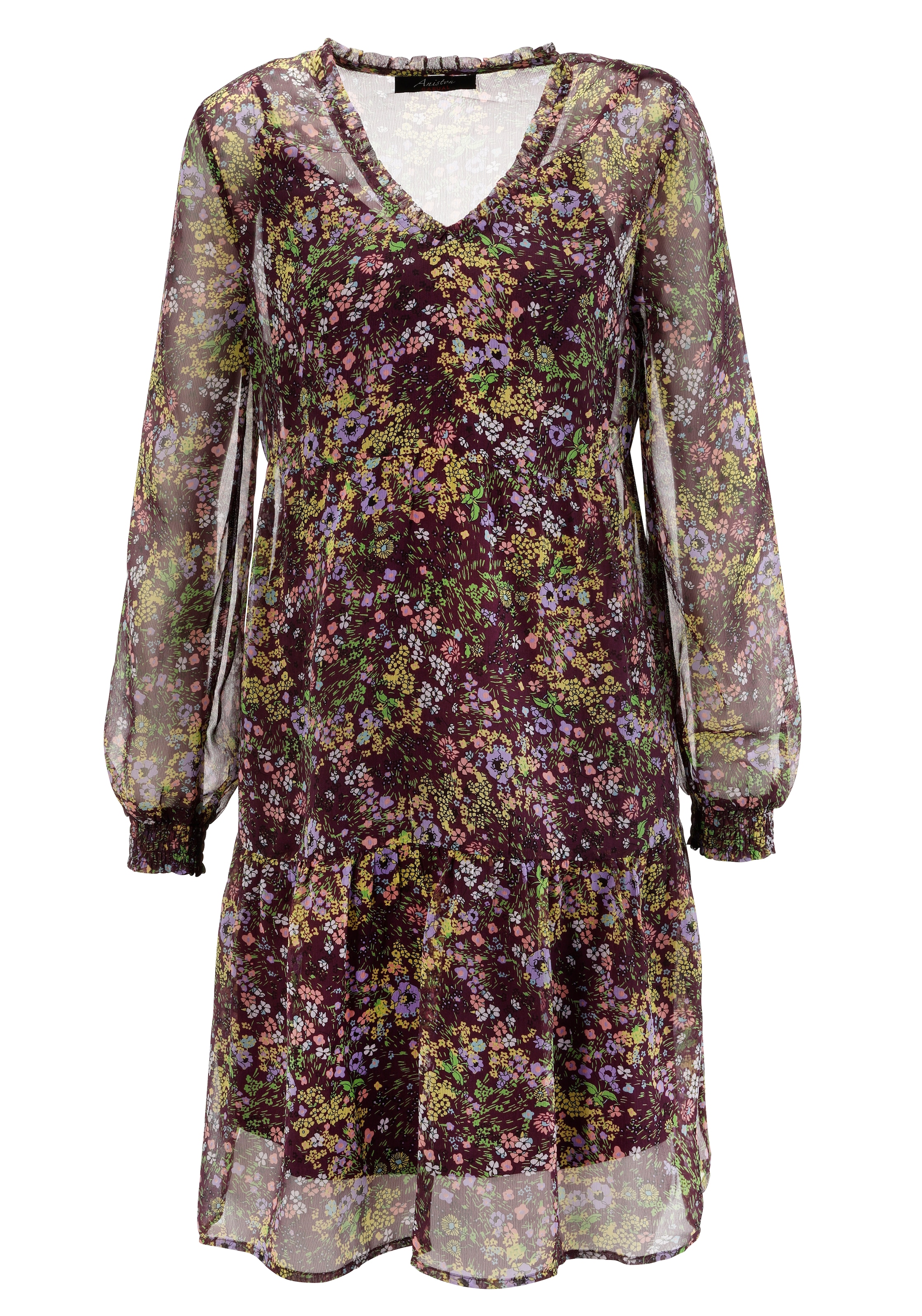 Aniston CASUAL Blusenkleid, mit farbenfrohen Blumendruck