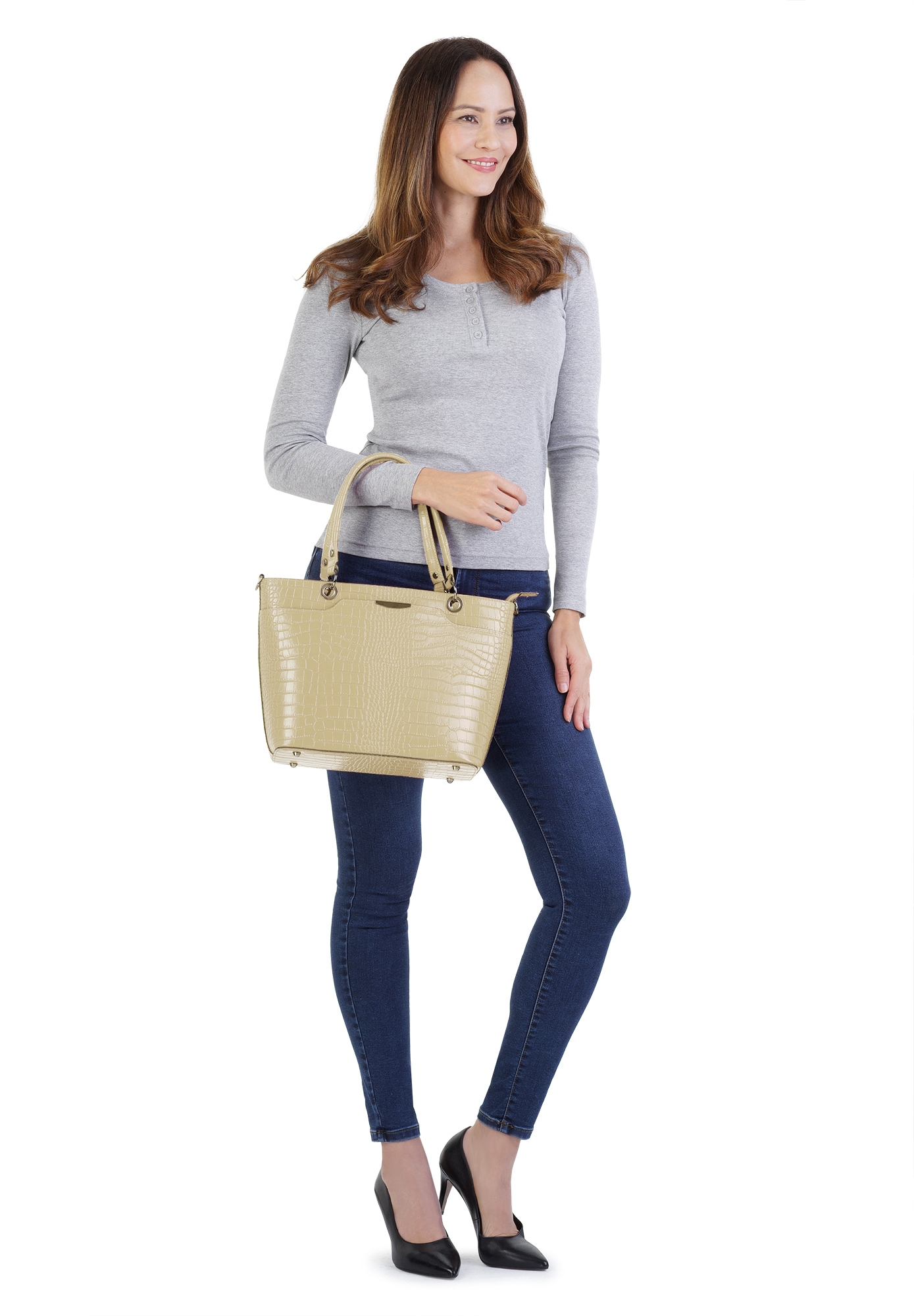 Cluty Henkeltasche, echt Leder, Made in Italy