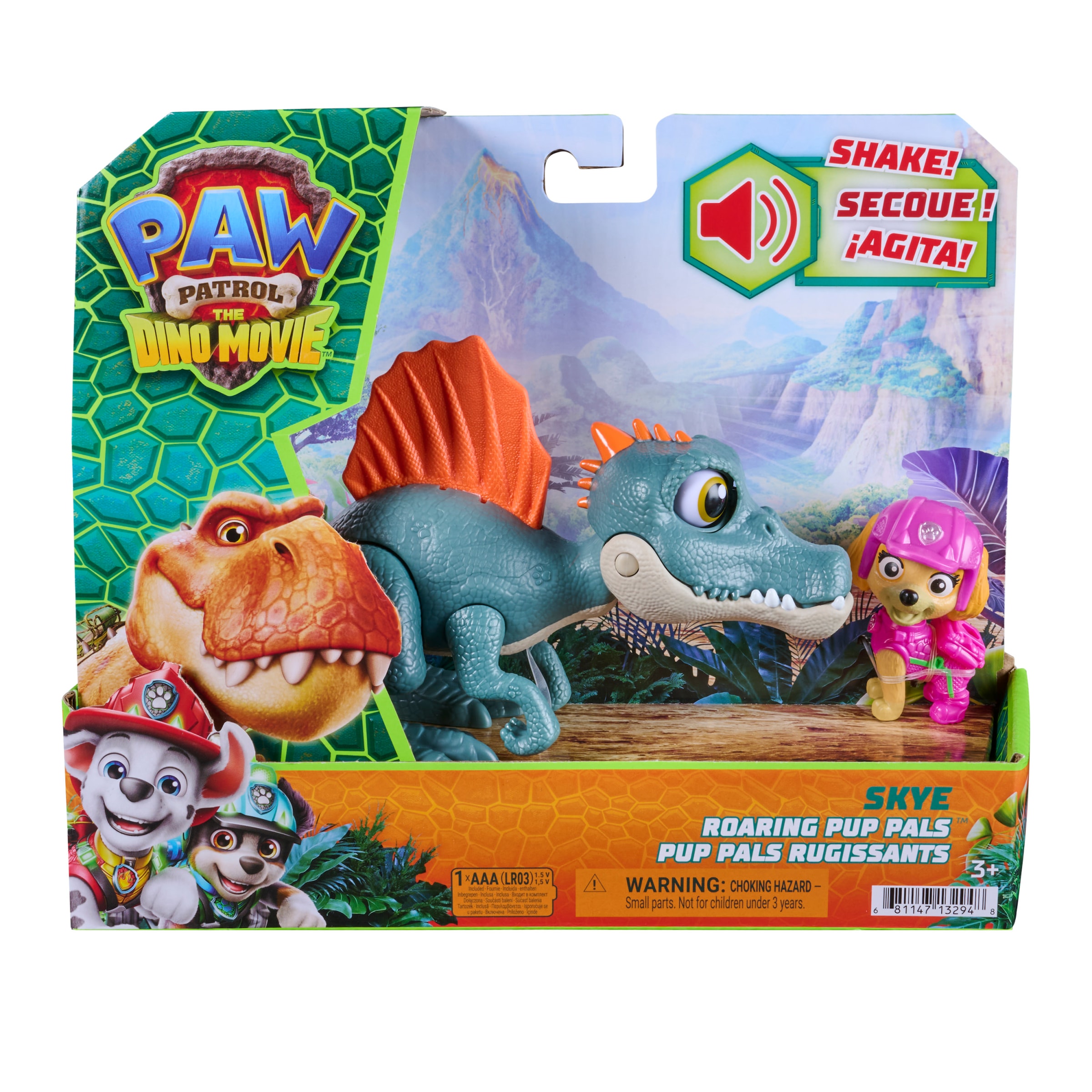 Spin Master Spielfigur »PAW Patrol: Der Dino Film, Roaring Pups, Skye & Spinosaurus Dino-Figur« mit Soundeffekten