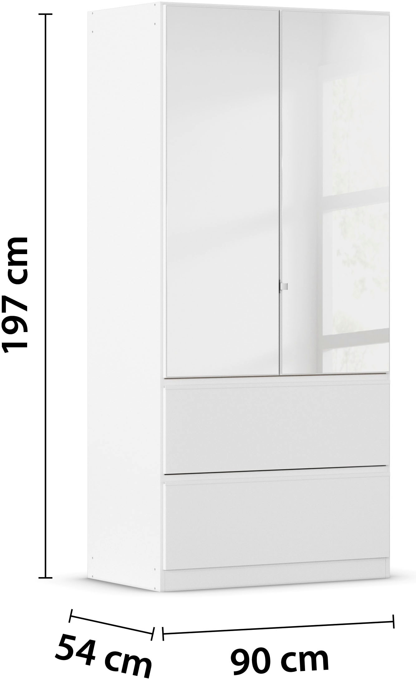 rauch Drehtürenschrank »Kleiderschrank Schrank Garderobe Wäscheschrank COSTA in 3 Breiten« mit Spiegel, grifflose Front und Push-to-Open Funktion MADE IN GERMANY