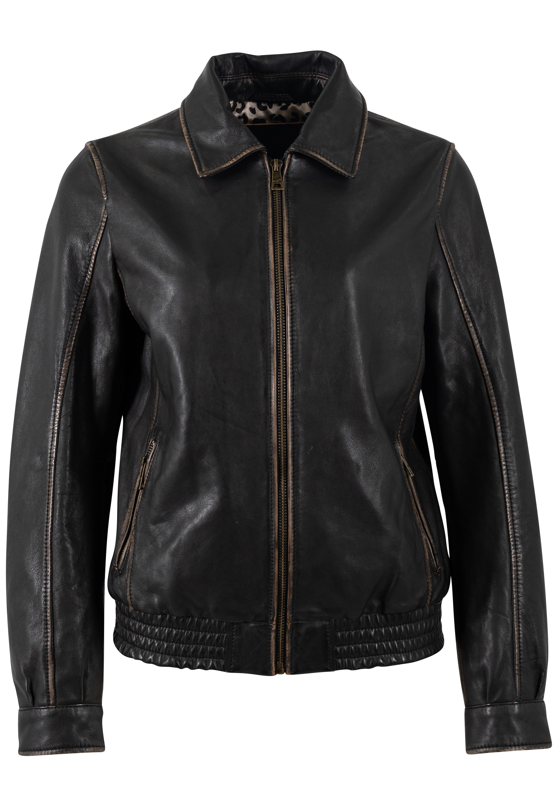 Mauritius Lederjacke »MWBjanka«, mit elastischem Bund, Leo-Innenfutter