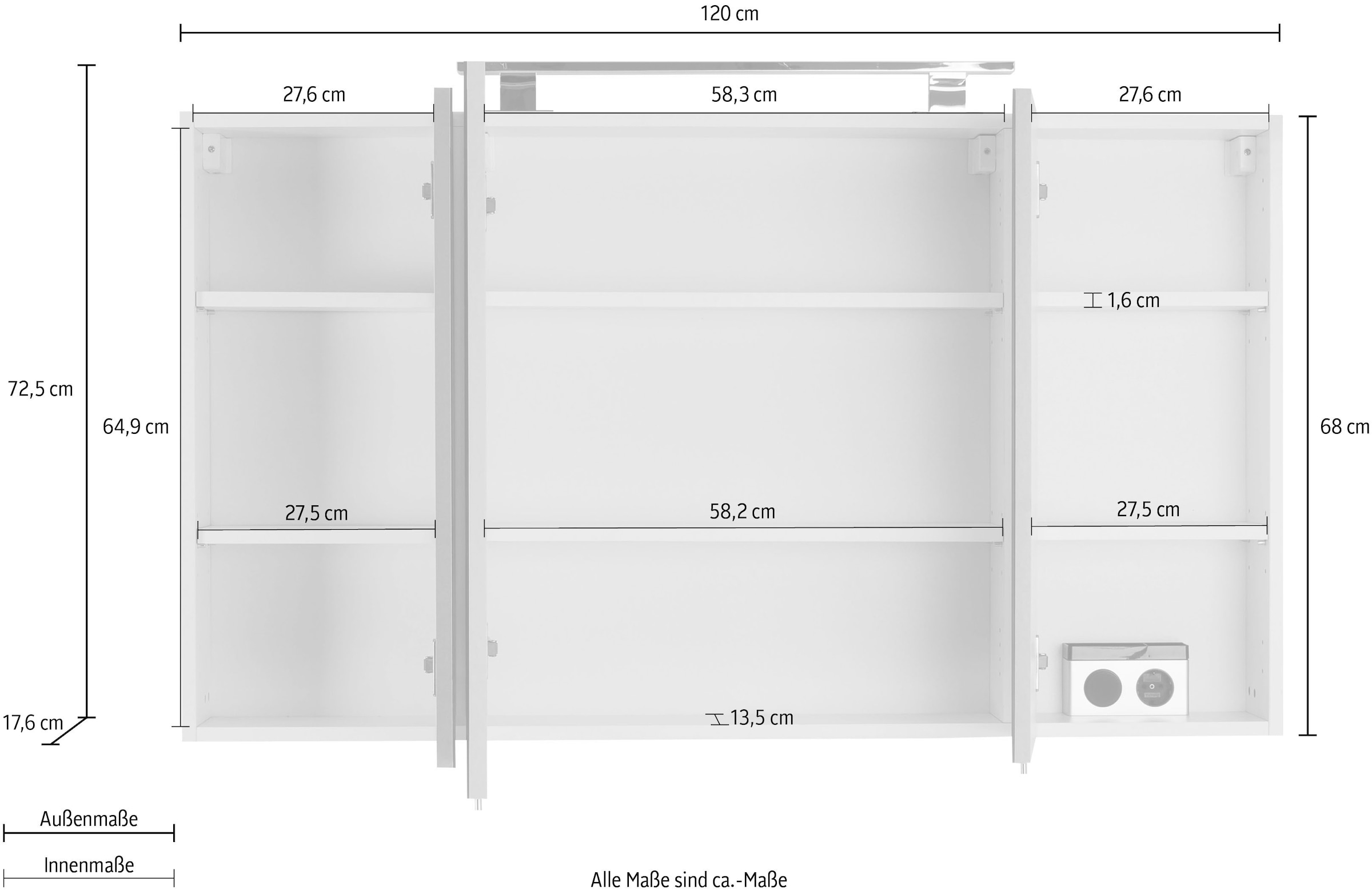 OPTIFIT Spiegelschrank »Mino«, Breite 120 cm