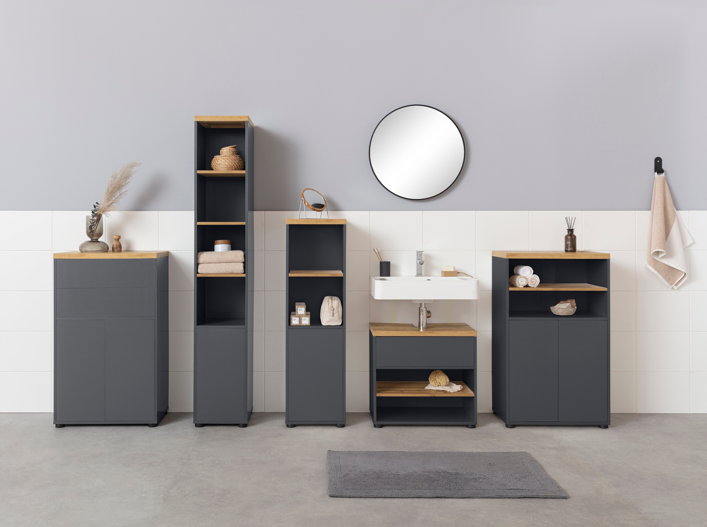 Places of Style Waschbeckenunterschrank »Thessa«, Klappe und Siphonausschnitt, Push-to-open Funktion, BxH: 60 x 56,5 cm