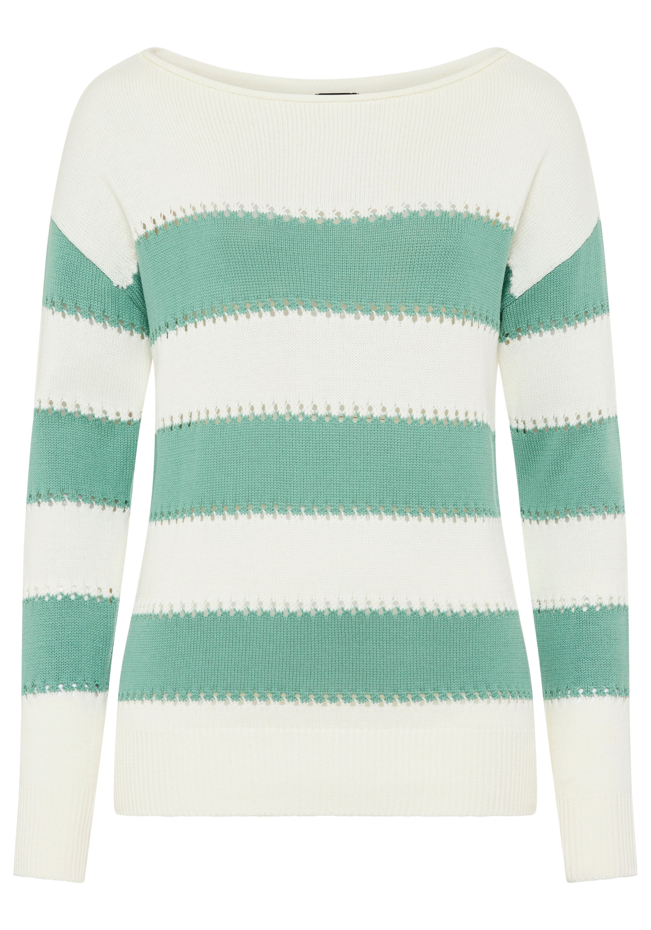 Laura Scott Streifenpullover leichter Sommerpullover mit modernem Lochmuster