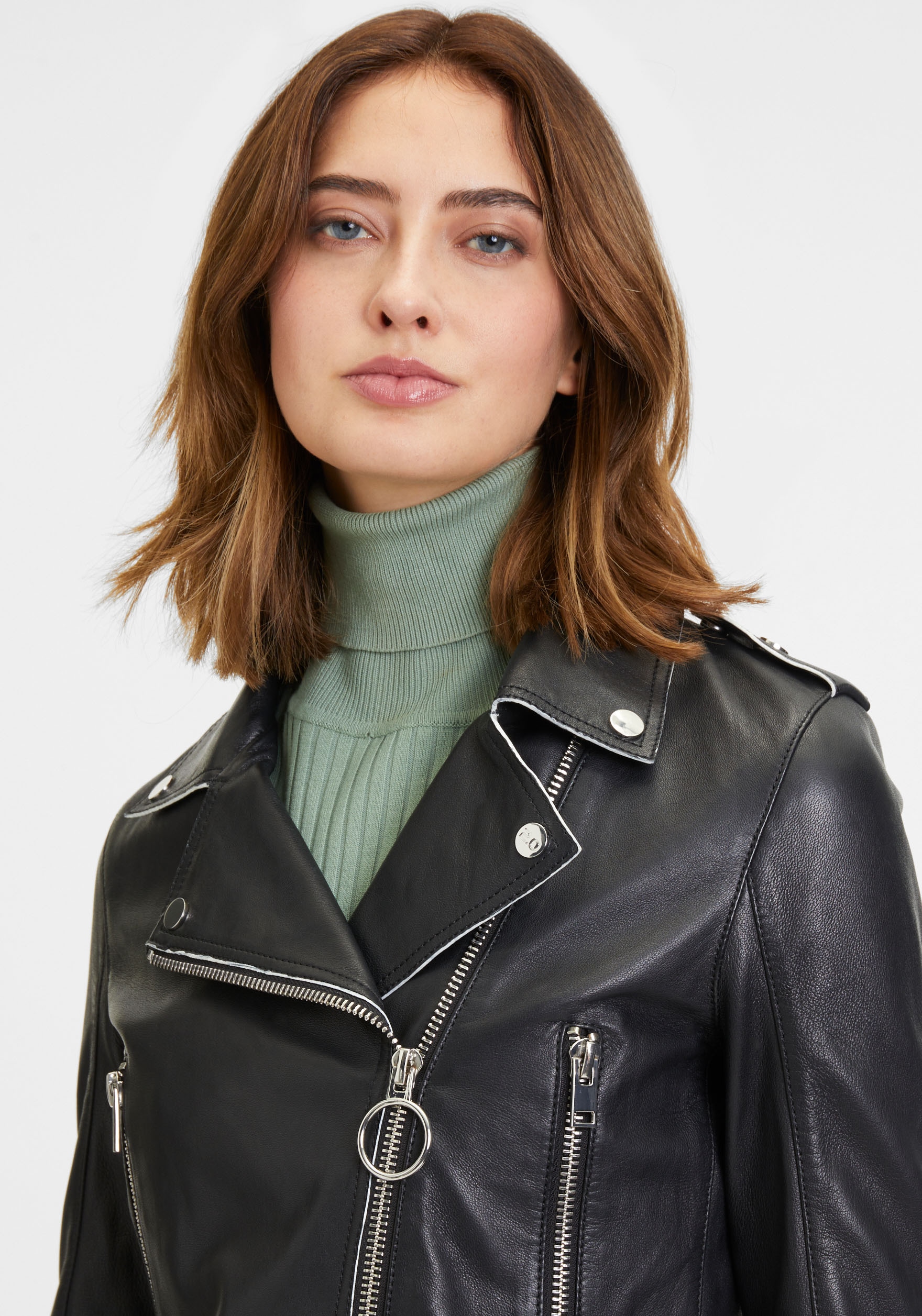 Mauritius Lederjacke »G2WCelin SF«, mit asymetrischem Reißverschluss, Gürtel, Zipper-Details