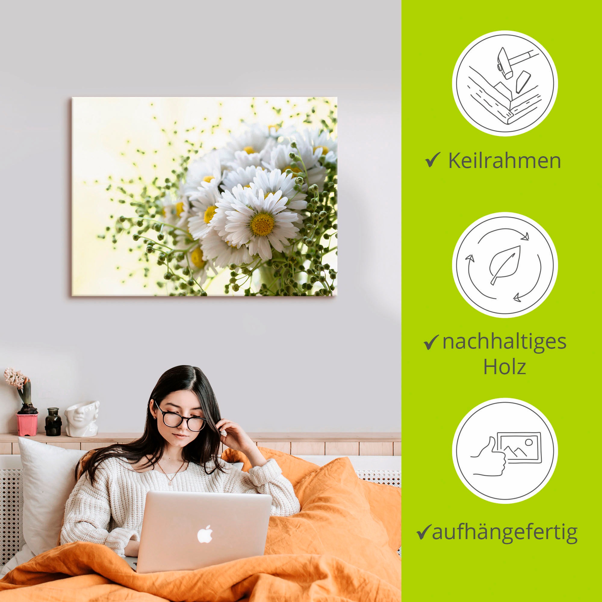 Artland Wandbild »Gänseblümchen und Hofstaat«, Blumen, (1 St.), als Leinwandbild, Poster, Wandaufkleber in verschied. Größen