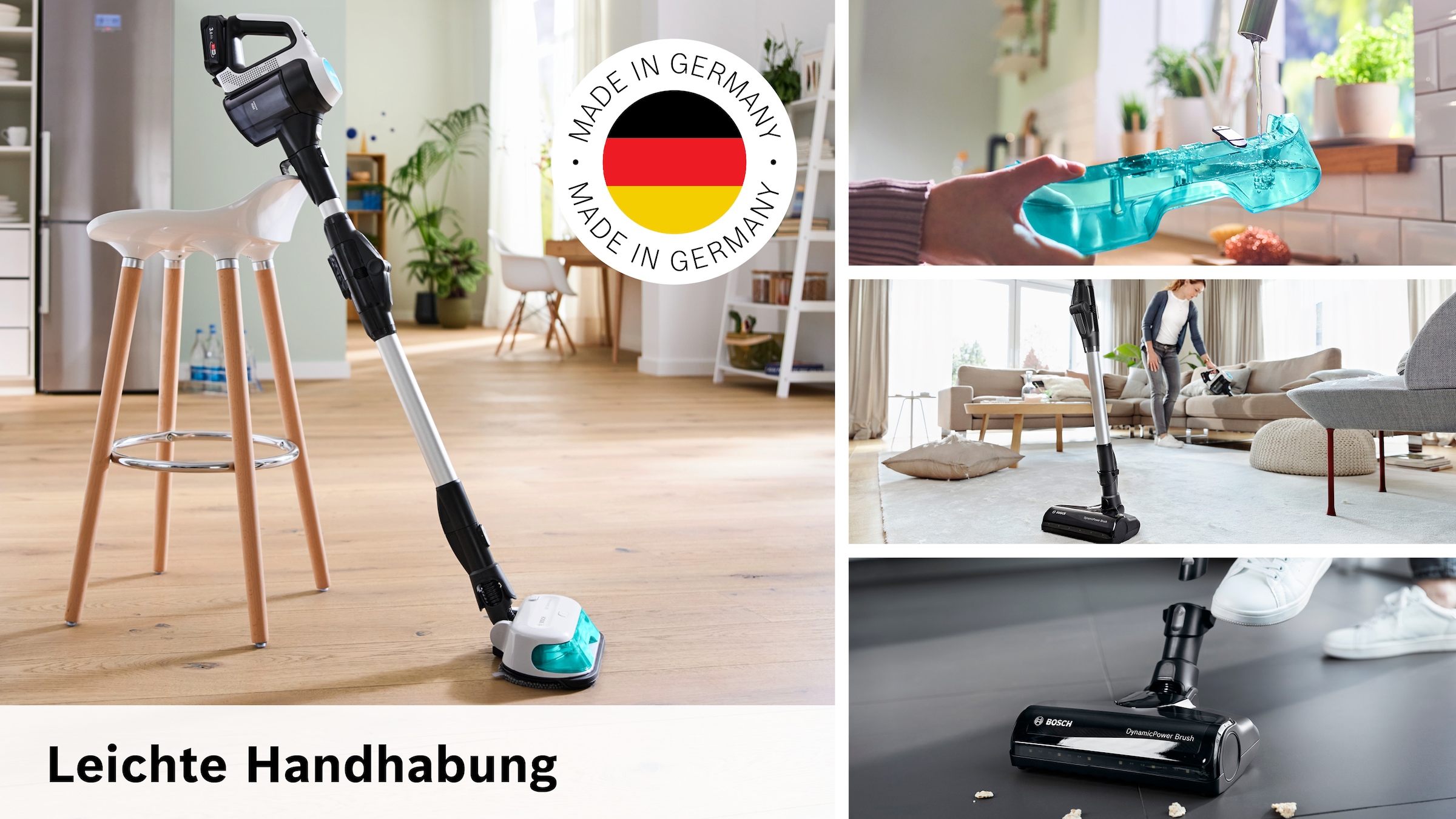 BOSCH Akku-Stielstaubsauger »Unlimited 7 ProHygienic Aqua BKS71HYG4, 2in1 Saugen & Wischen« Knickrohr, Hygiene-Filter, 10 J. Motorgarantie, Mini-Turbo-Düse, weiß