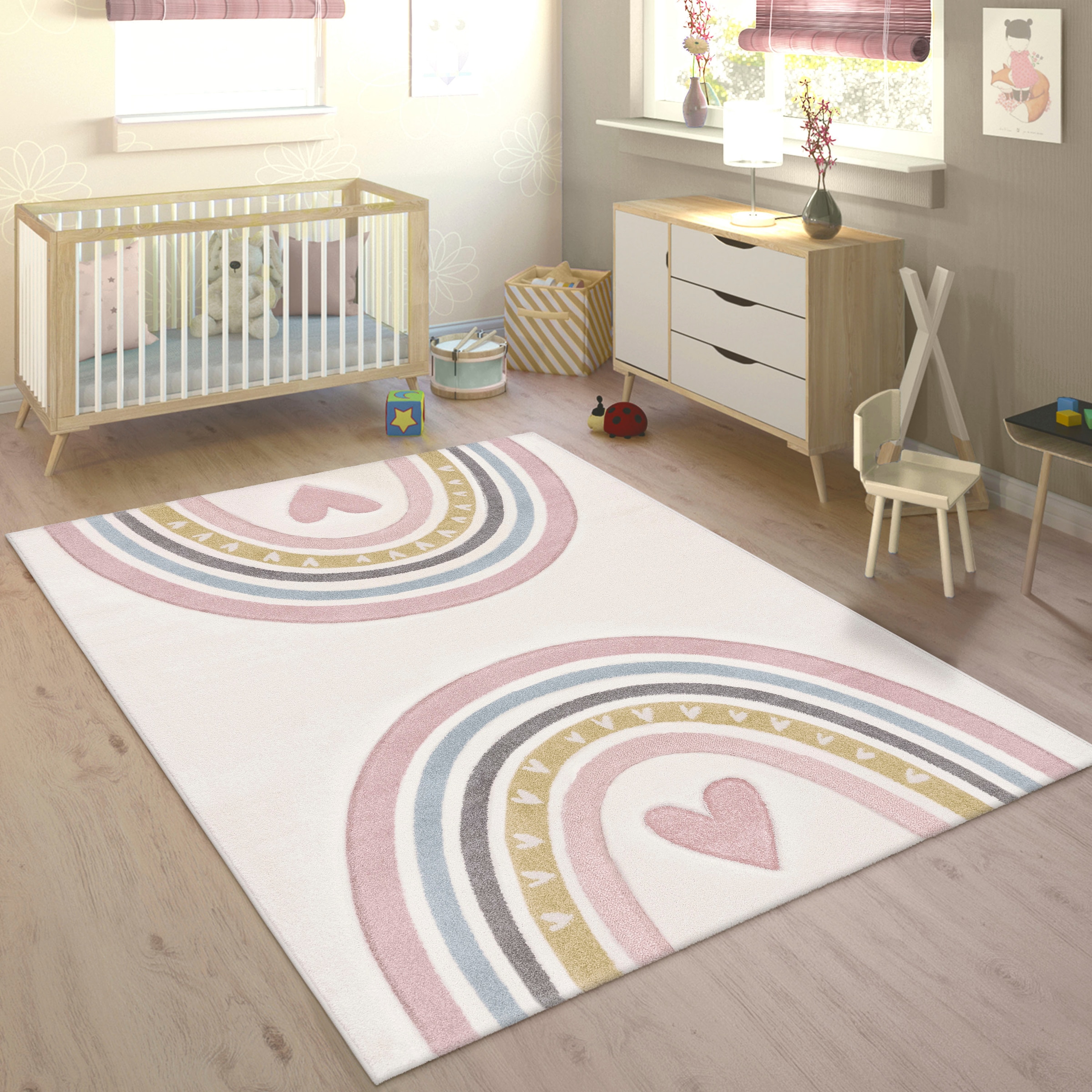 Kinderteppich »Cosmos 351«, rechteckig, Kurzflor, Spielteppich, Motiv Regenbogen &...