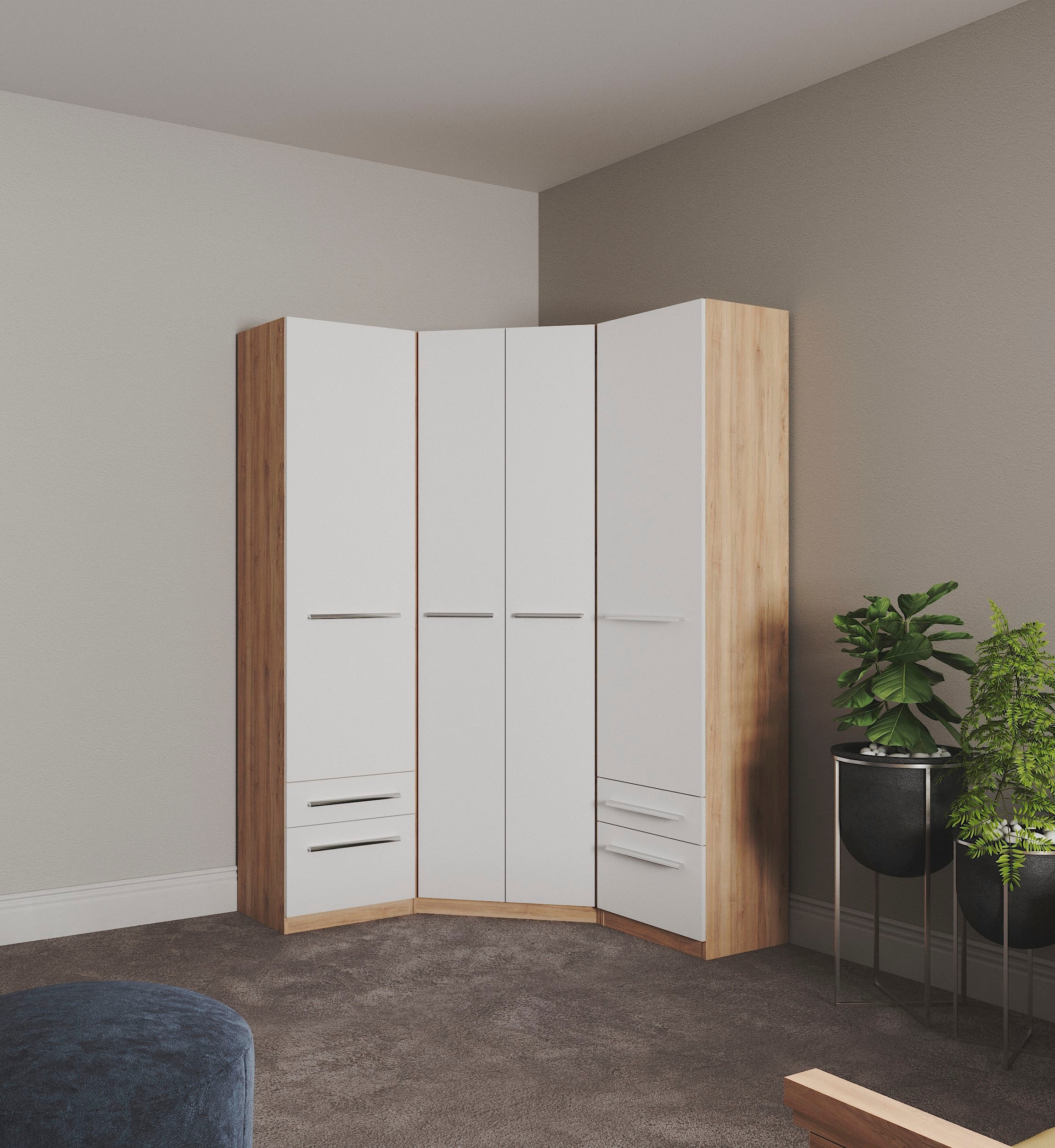 priess Eckkleiderschrank »Barcelona Kleiderschrank Ecklösung Raumwunder« in 2 Tiefen Schrank Eckschrank Garderobe