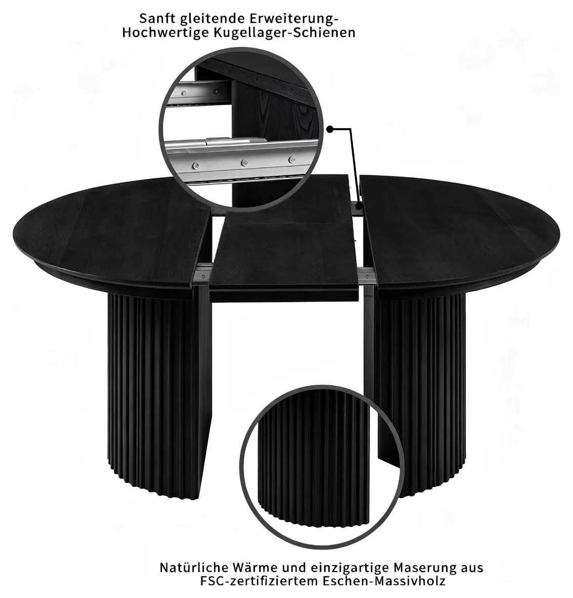 OTTO home Esstisch »Clozie« Design-Esstisch in Schwarz mit cleverem Stauraum & Ausziehfunktion