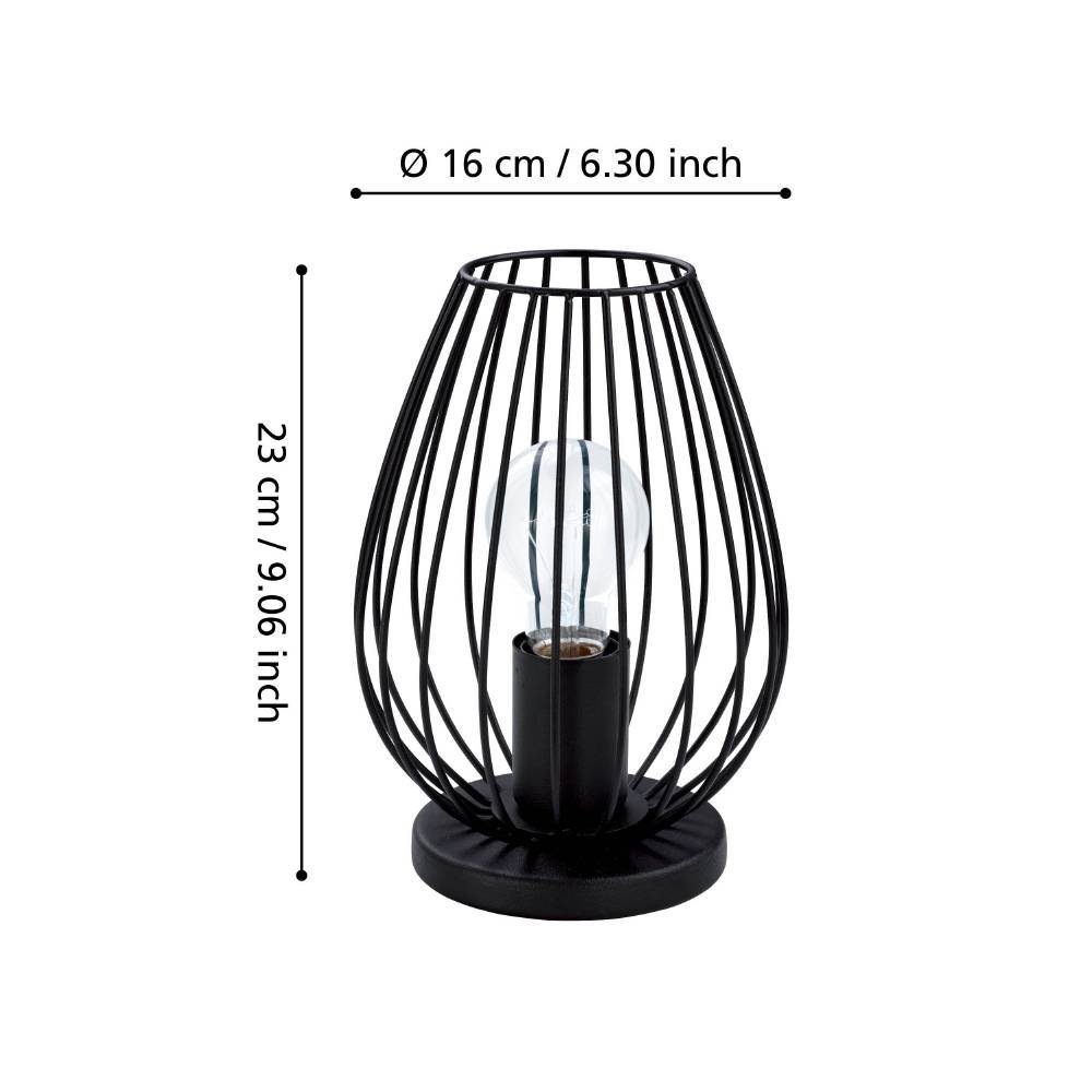 EGLO Tischleuchte »NEWTOWN Tischlampe, schwarz, Stahl, E27, Schalter, Nachttischlampe«, 1 flammig, Leuchtmittel E27 | ohne Leuchtmittel, Schlicht, modern, Vintage, Retro, Wohnzimmer, Schlafzimmer, 23x16x12cm