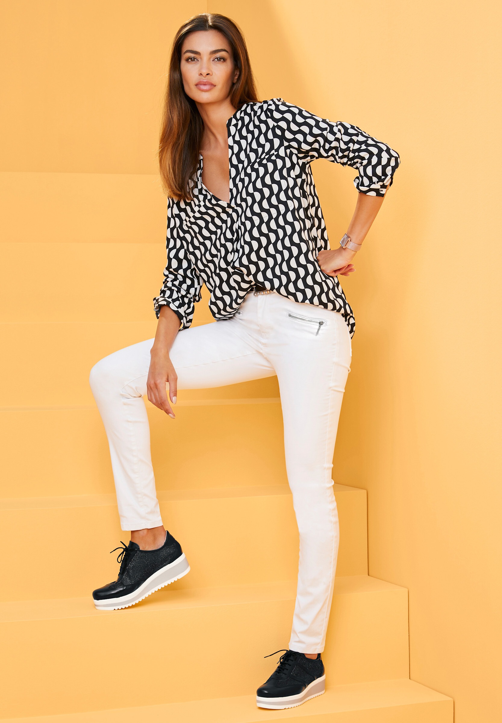 heine Schlupfbluse »Druckbluse Schlupf-Bluse mit V-Ausschnitt«