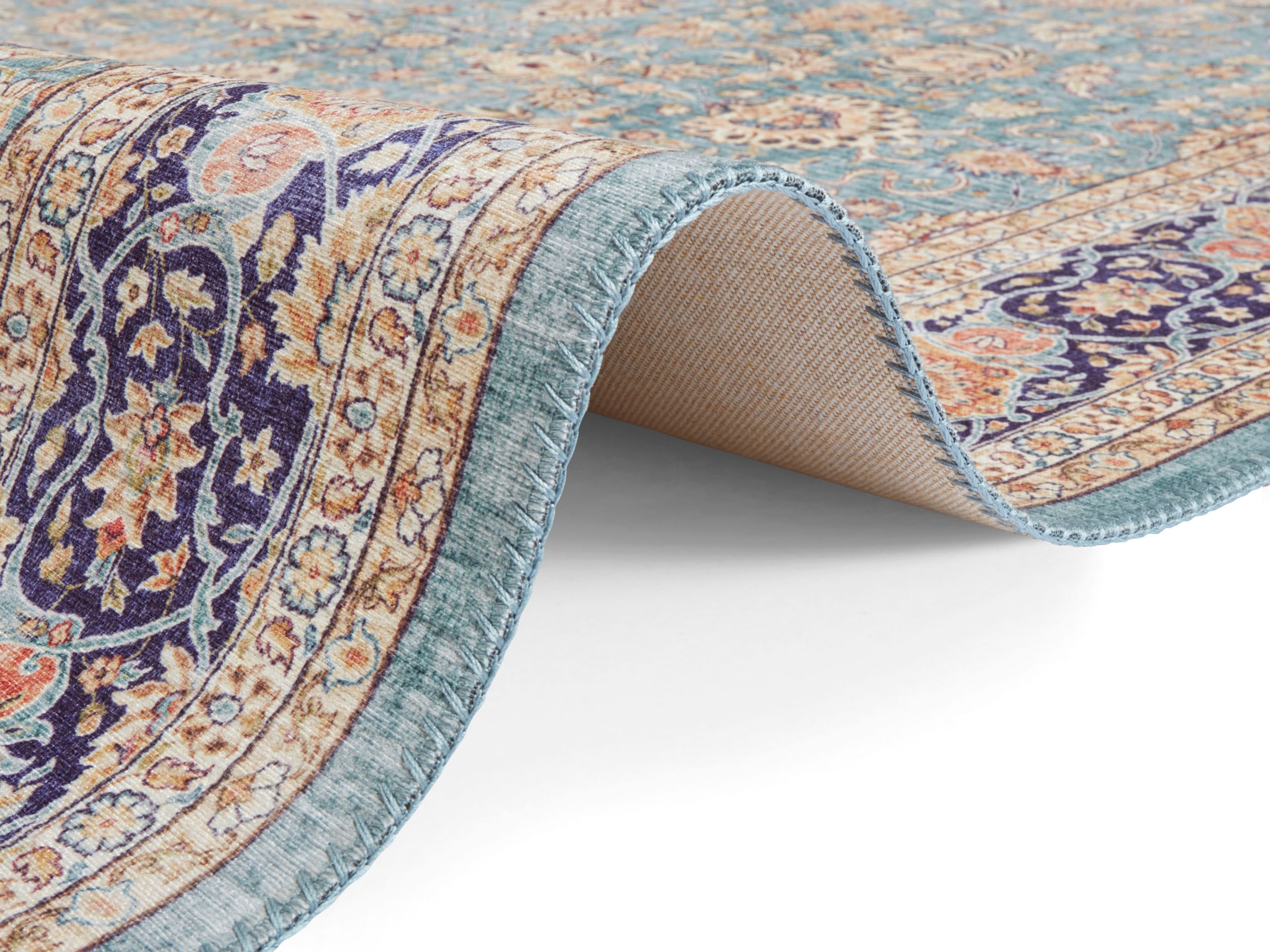 ELLE DECORATION Teppich »Keshan Maschad«, rechteckig, 5 mm Höhe, Orientalisch, Läufer, Kurzflor, Vintage, Wohnzimmer, Schlafzimmer