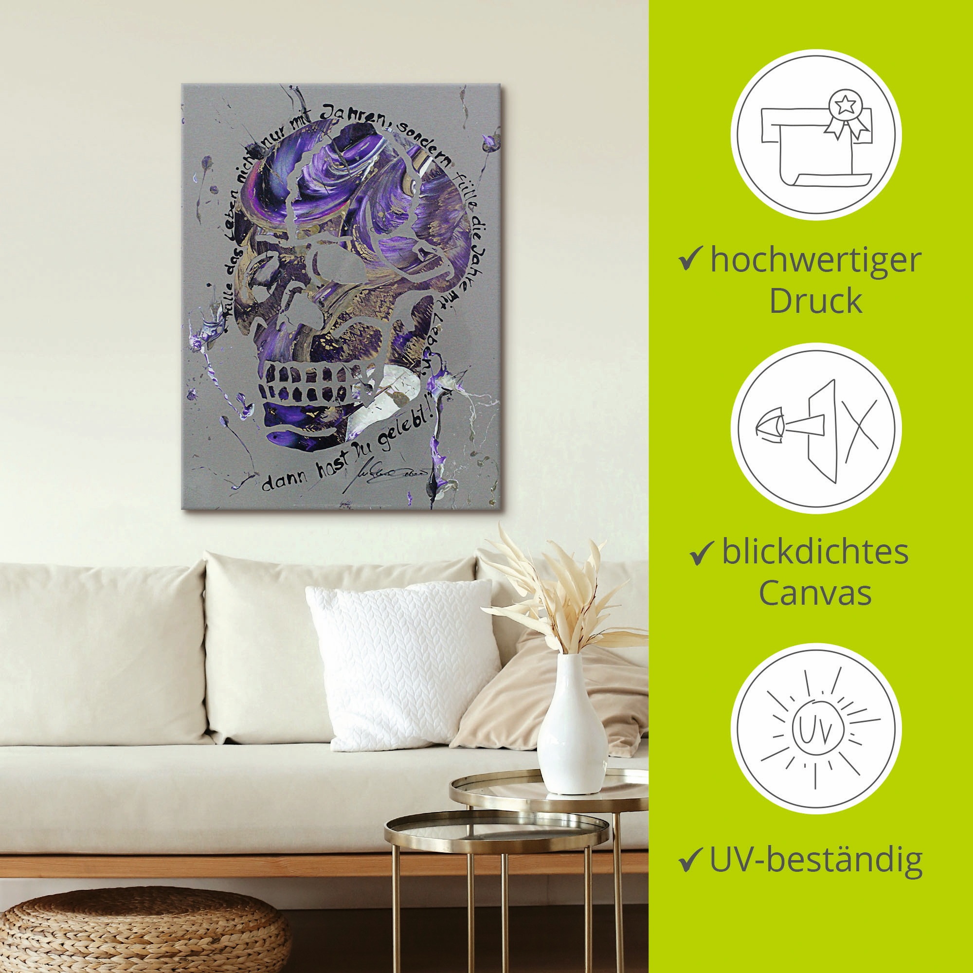 Artland Wandbild »Totenkopf 3«, Körper, (1 St.), als Leinwandbild, Wandaufkleber in verschied. Größen