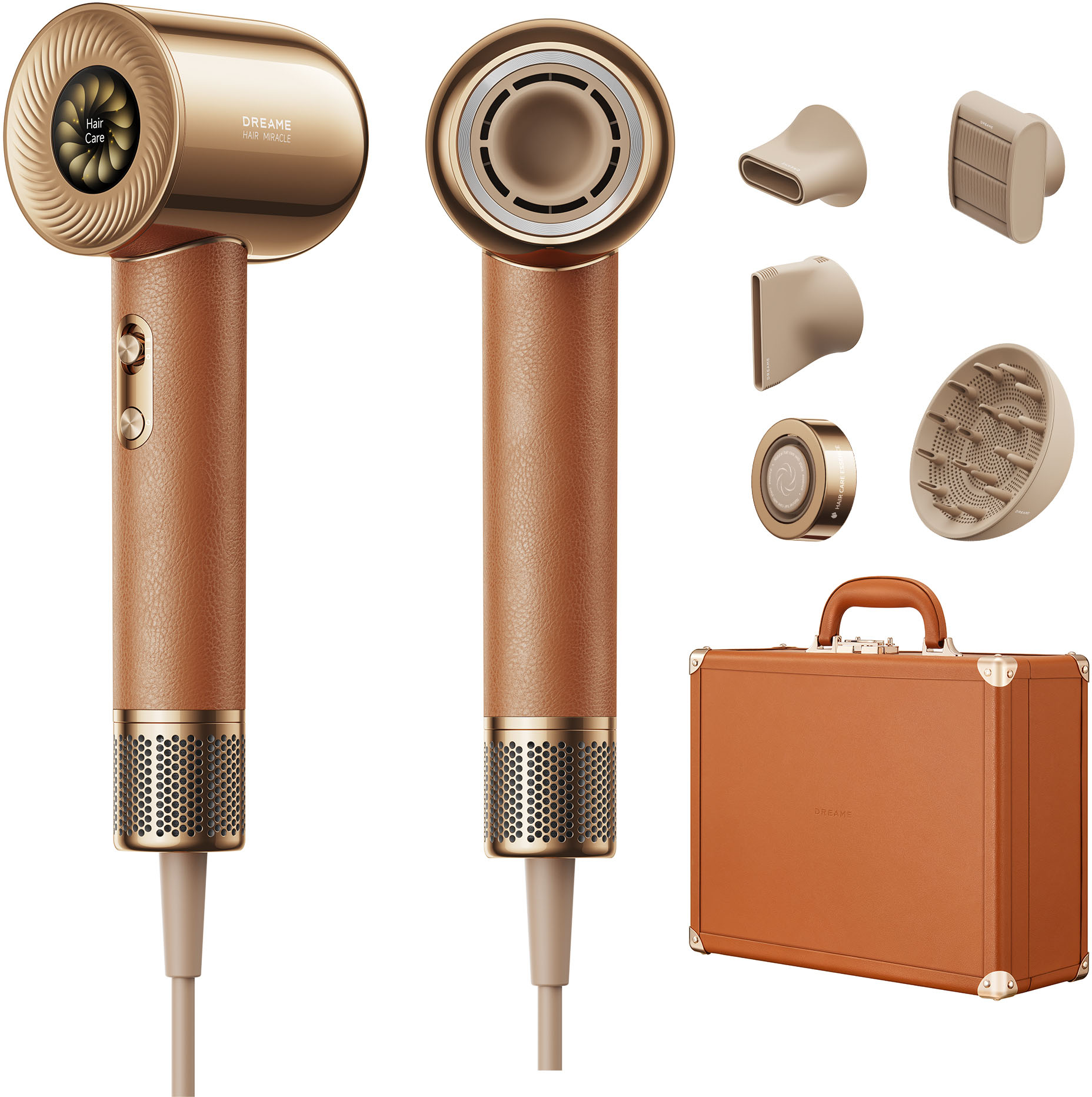 Dreame Haartrockner »Miracle High-Speed-Haartrockner« 1.600 W 5 Aufsätze mit einem hochwertigen Aufbewahrungskoffer in goldfarben