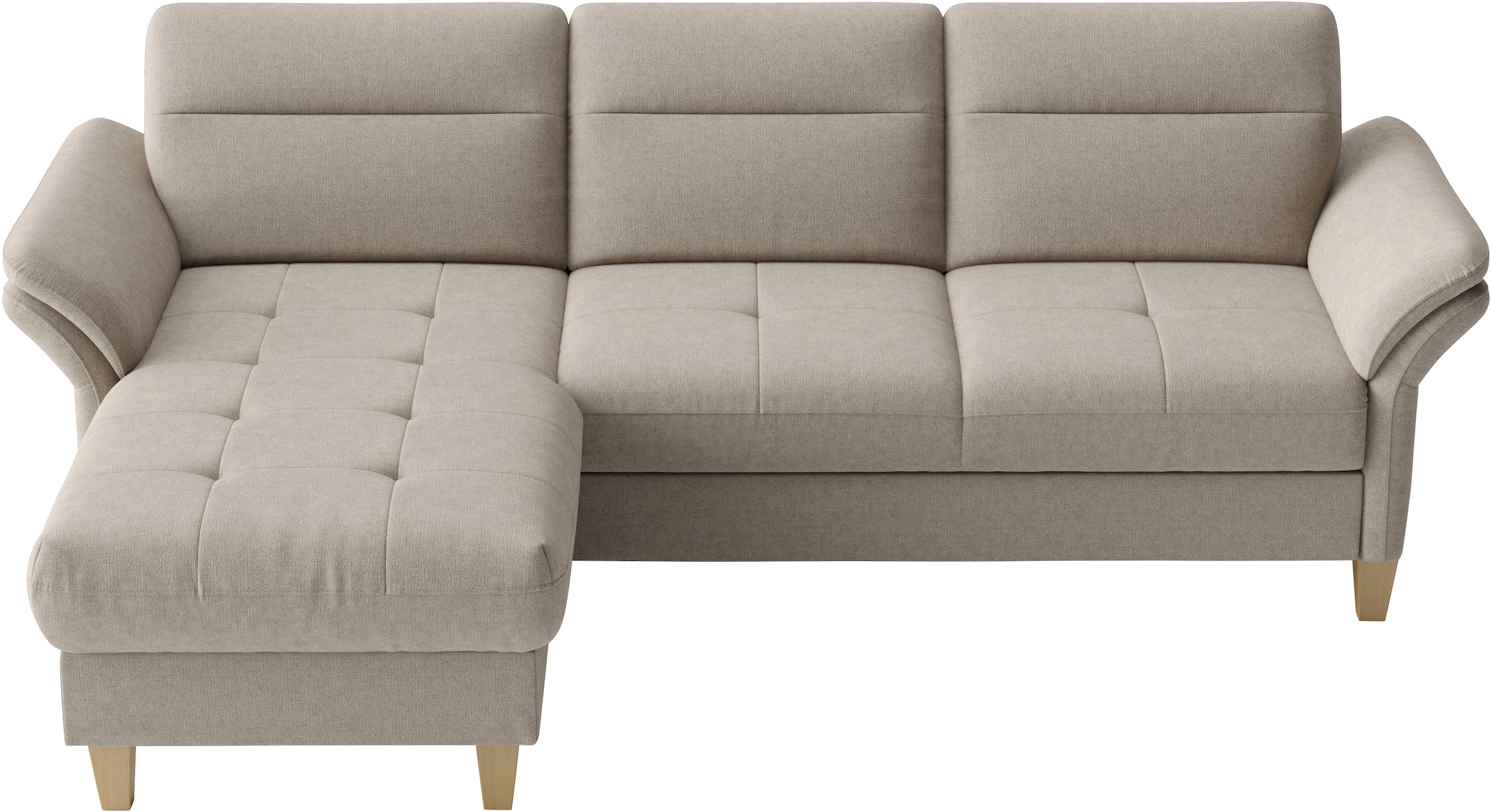 sit&more Ecksofa »Pamela L-Form, B: 230 cm, optional Schlaffunktion & Bettkasten« wahlweise mit Armteilverstellung, Sofa mit Federkern, Sitzhöhe: 48 cm