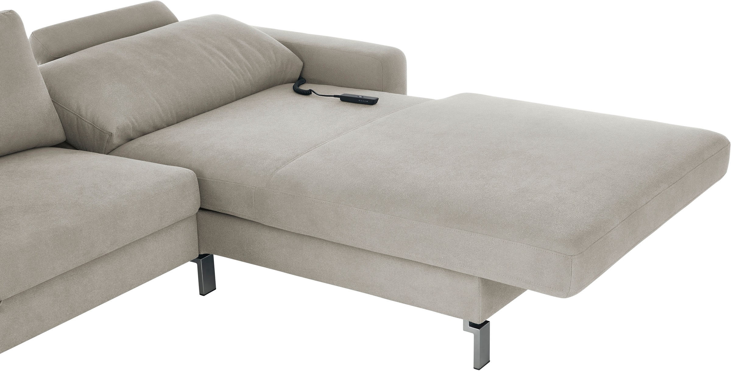 3C Candy Ecksofa »Lecce, wahlweise PUR-Schaumstoff oder Tonnentaschenfederkern«, Bett im 2,5-Sitzer, teilmotorische Schlaffunktion im Longchair, L-Form
