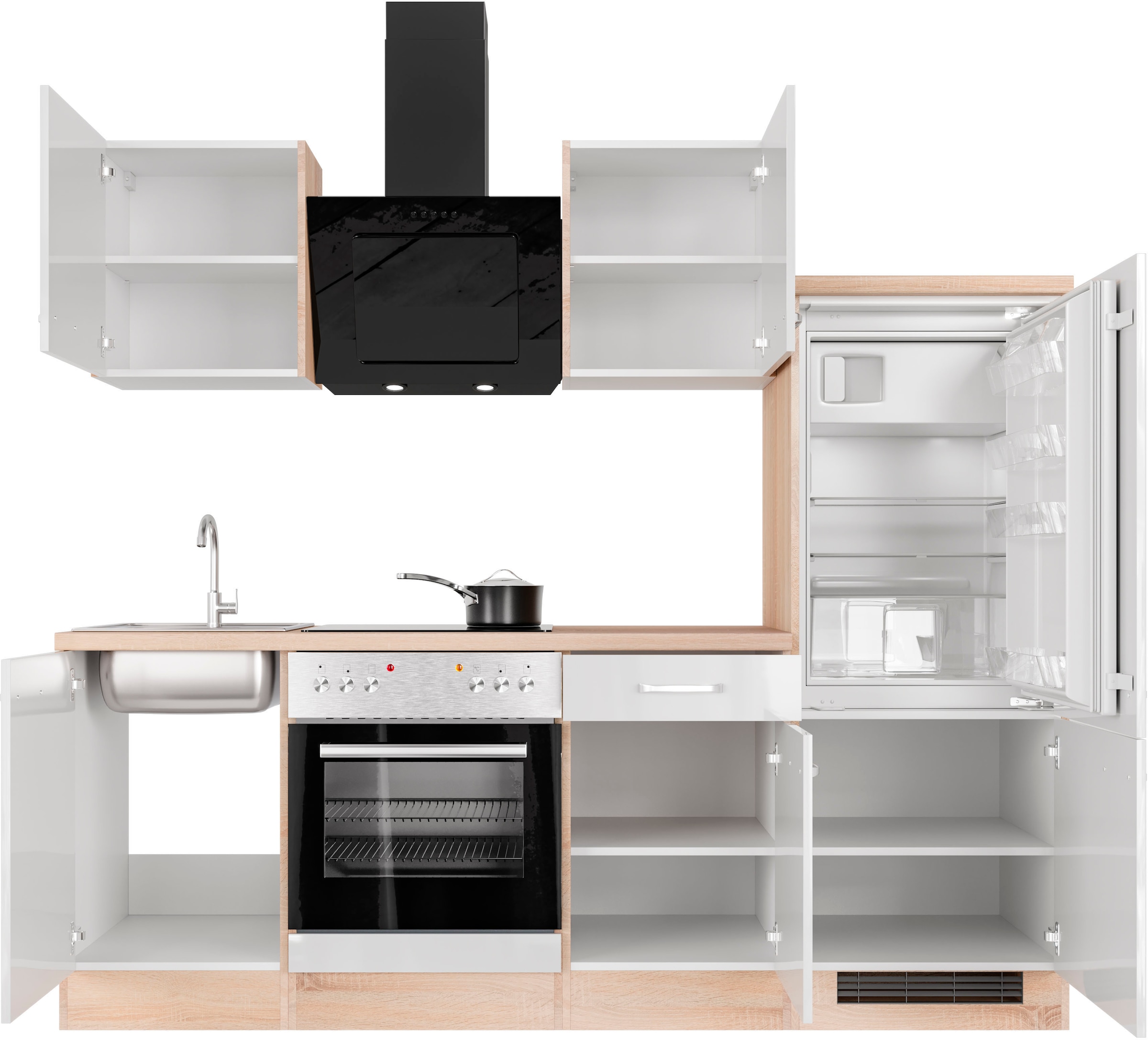 Flex-Well Küchenzeile »Florenz«, mit E-Geräten, Breite 220 cm, in vielen Farbvarianten erhältlich