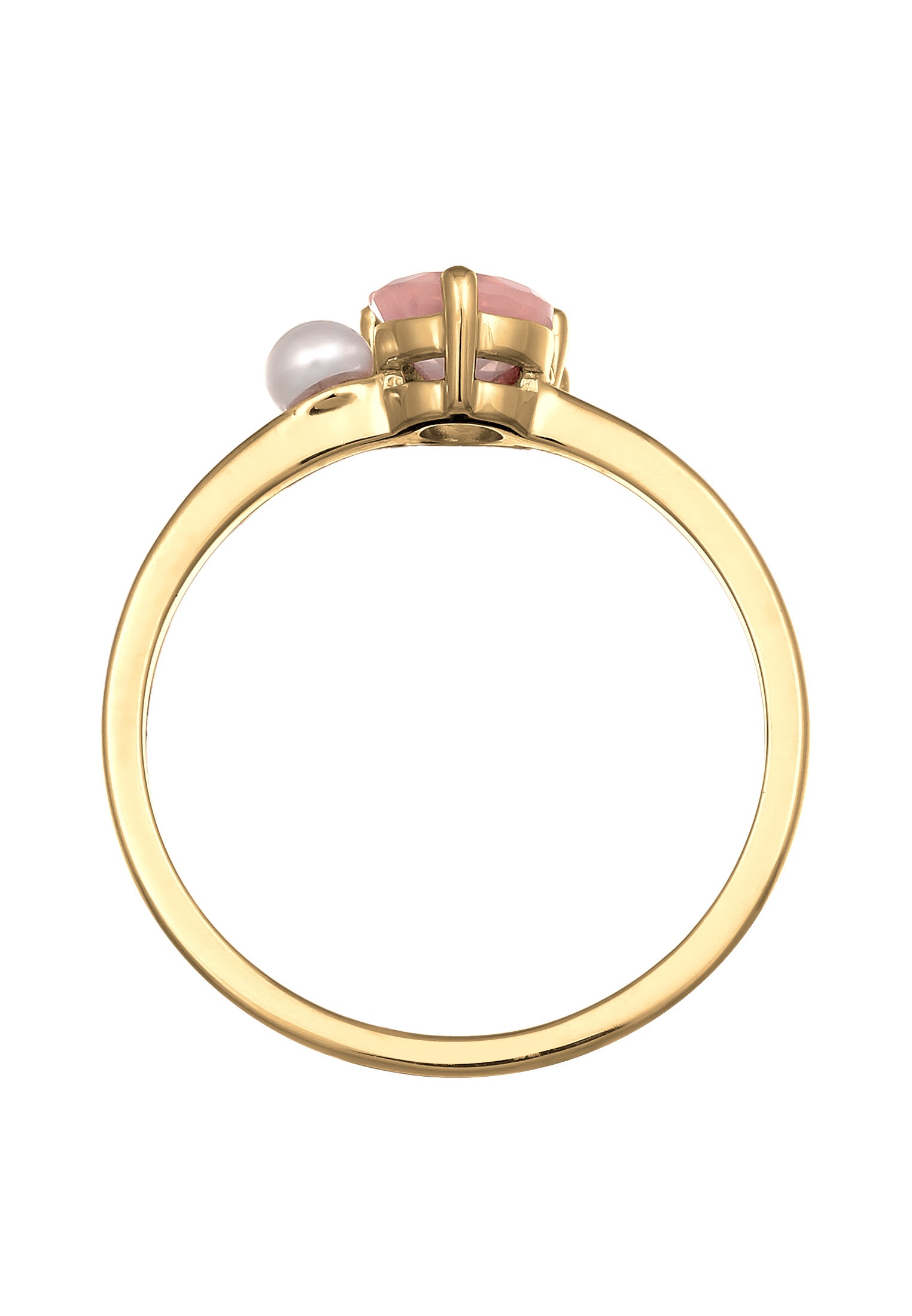 Elli Premium Perlenring »Ring Rosenquarz Süßwasserperle 925 Silber«