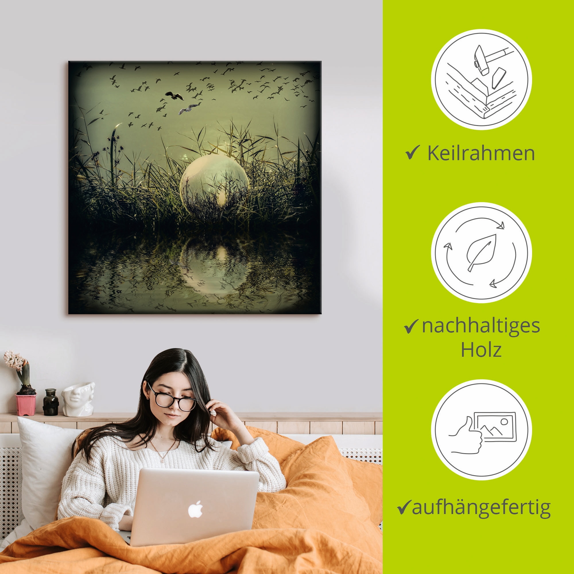 Artland Wandbild »In der Glaskugel - Mystische Au« Landschaften 1 Stk. tlg. als Alubild, Leinwandbild in verschied. Größen