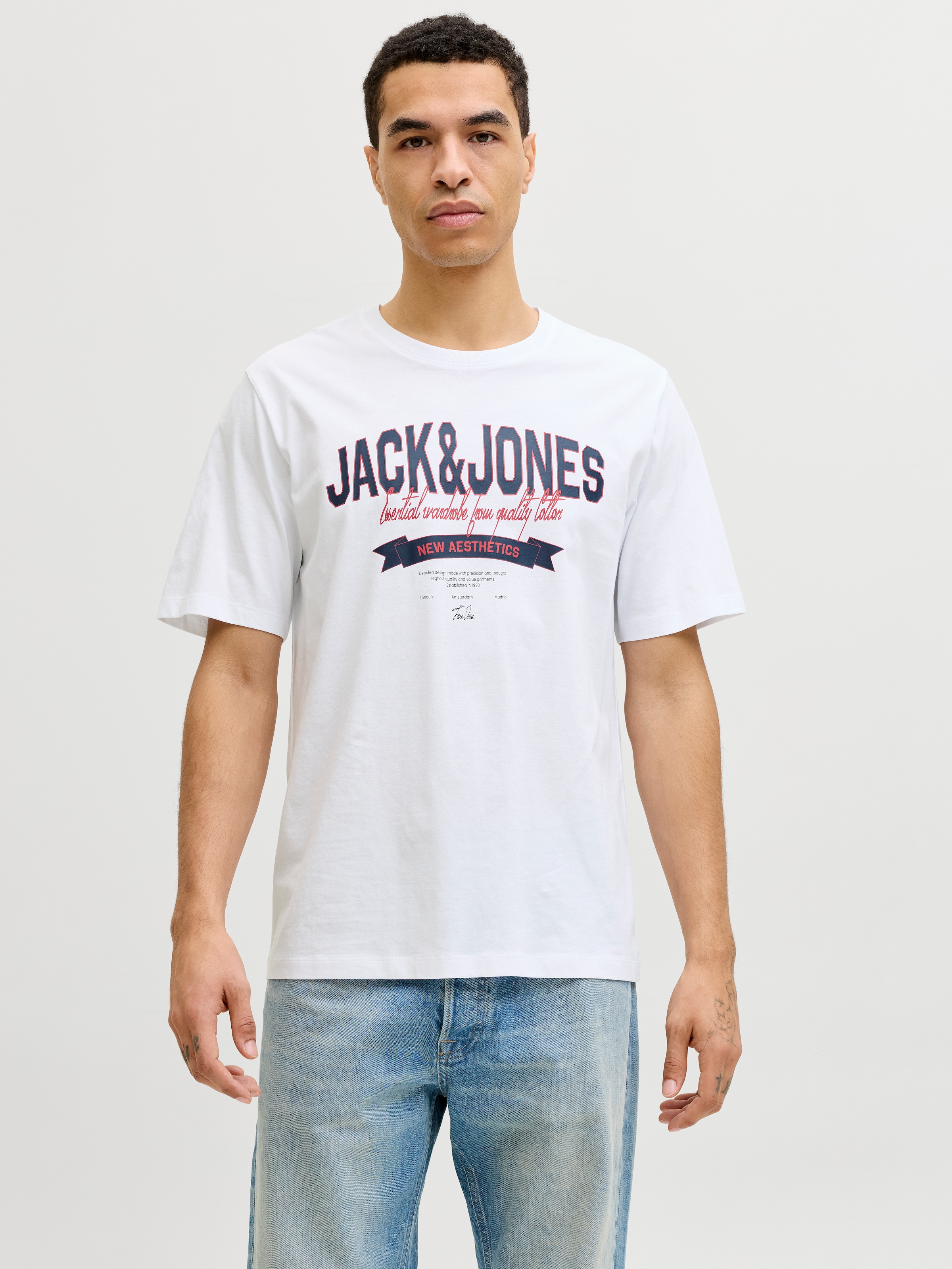 Jack & Jones Rundhalsshirt »JJELOGO TEE SS O-NECK 2 COL SS26 SN« mit Grafikprint